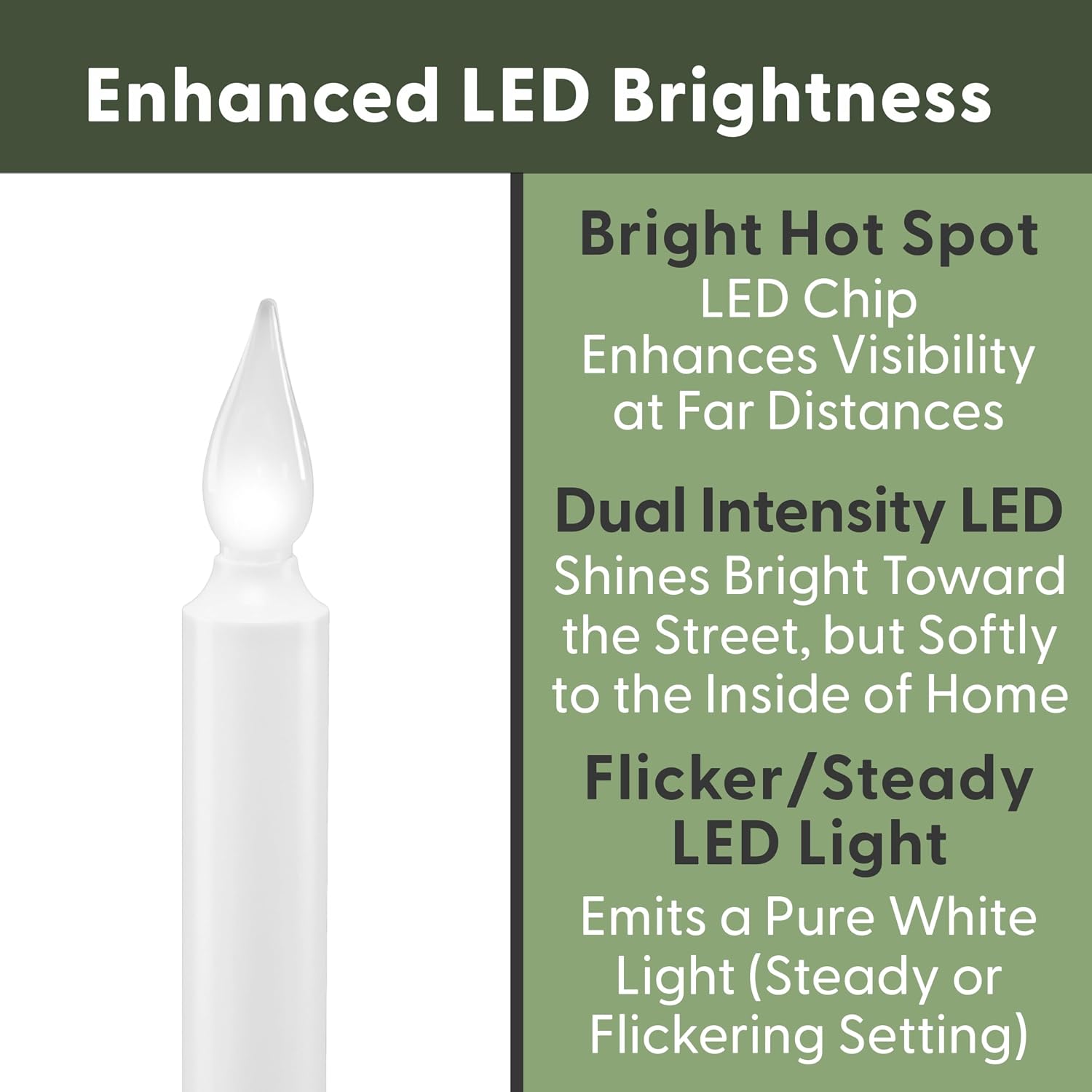 Bright White LED Battery Operated Window Candles Remote Control | Adjustable Timer, Flicker or Steady Light, Weighted