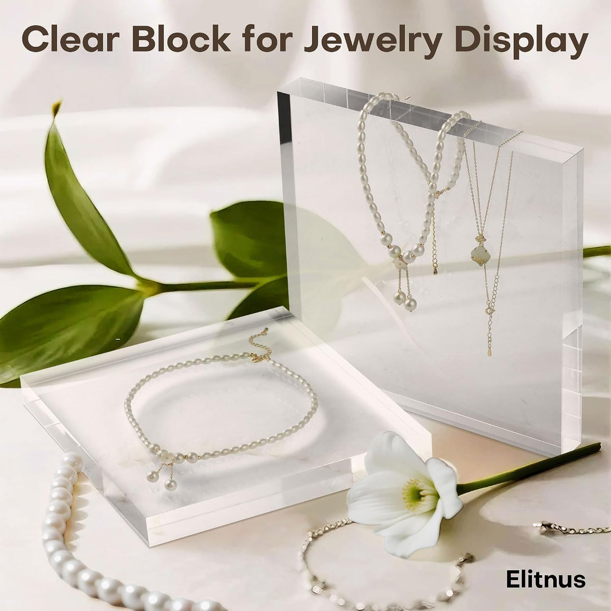 Clear Acrylic Display Block – Solid Polished Plexiglass Riser for Jewelry, Figurines, Retail Showcase & Home Decor –