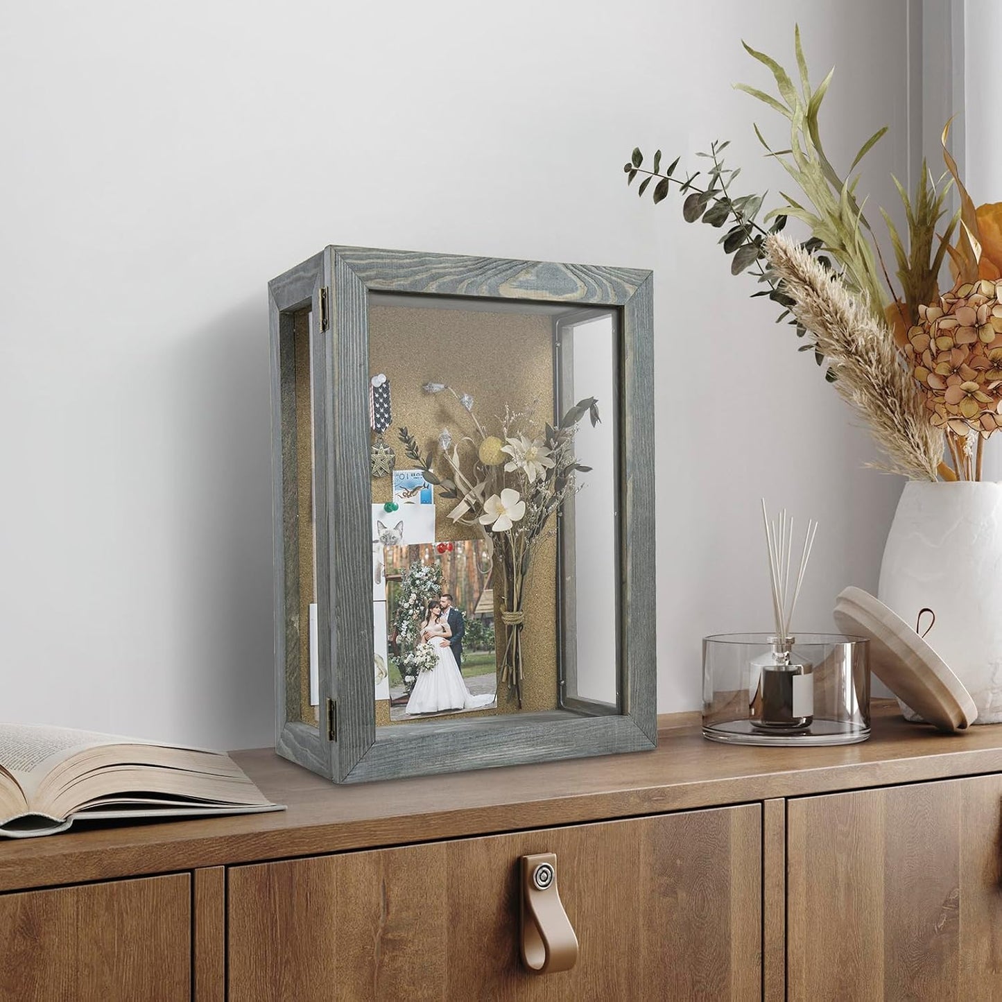 MyGift 11x15 Deep Shadow Box Frame, Display Case Wall Mount for Picture, Heirloom, Home Office Décor, Wedding &