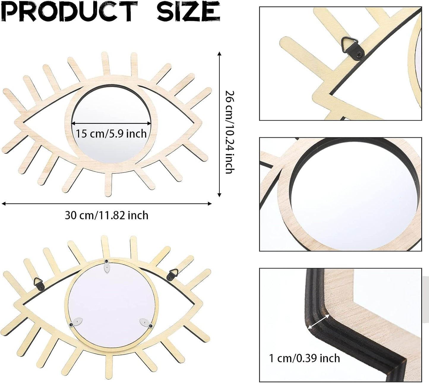 Wood Boho Artistic Decorative Funky Rattan Mirror