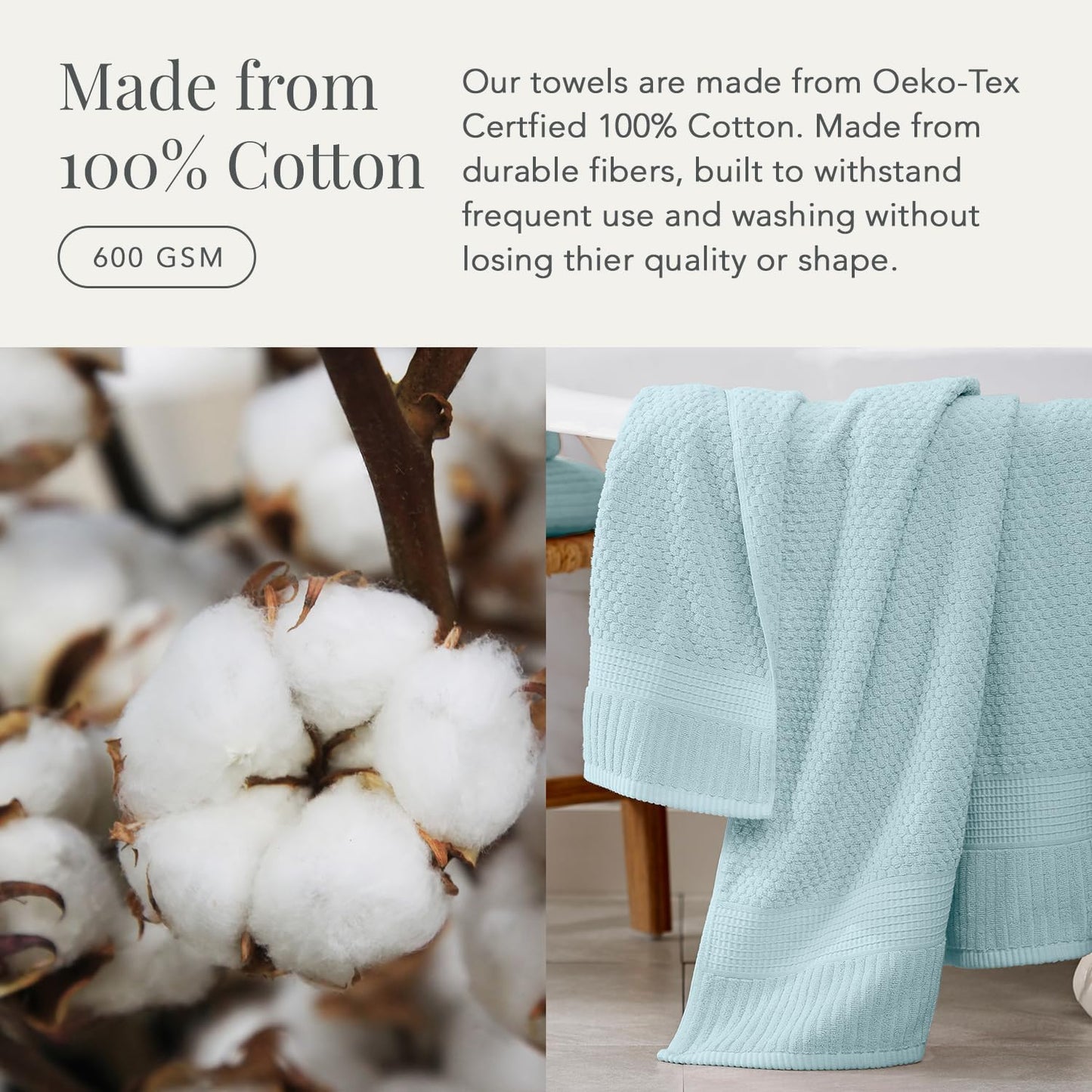 NY Loft 100% Cotton 6-Piece Bath Towel Set | Seafoam | Oeko-TEX | Quick-Dry | 30" x 52" Bath Towels | 16" x 28" Hand