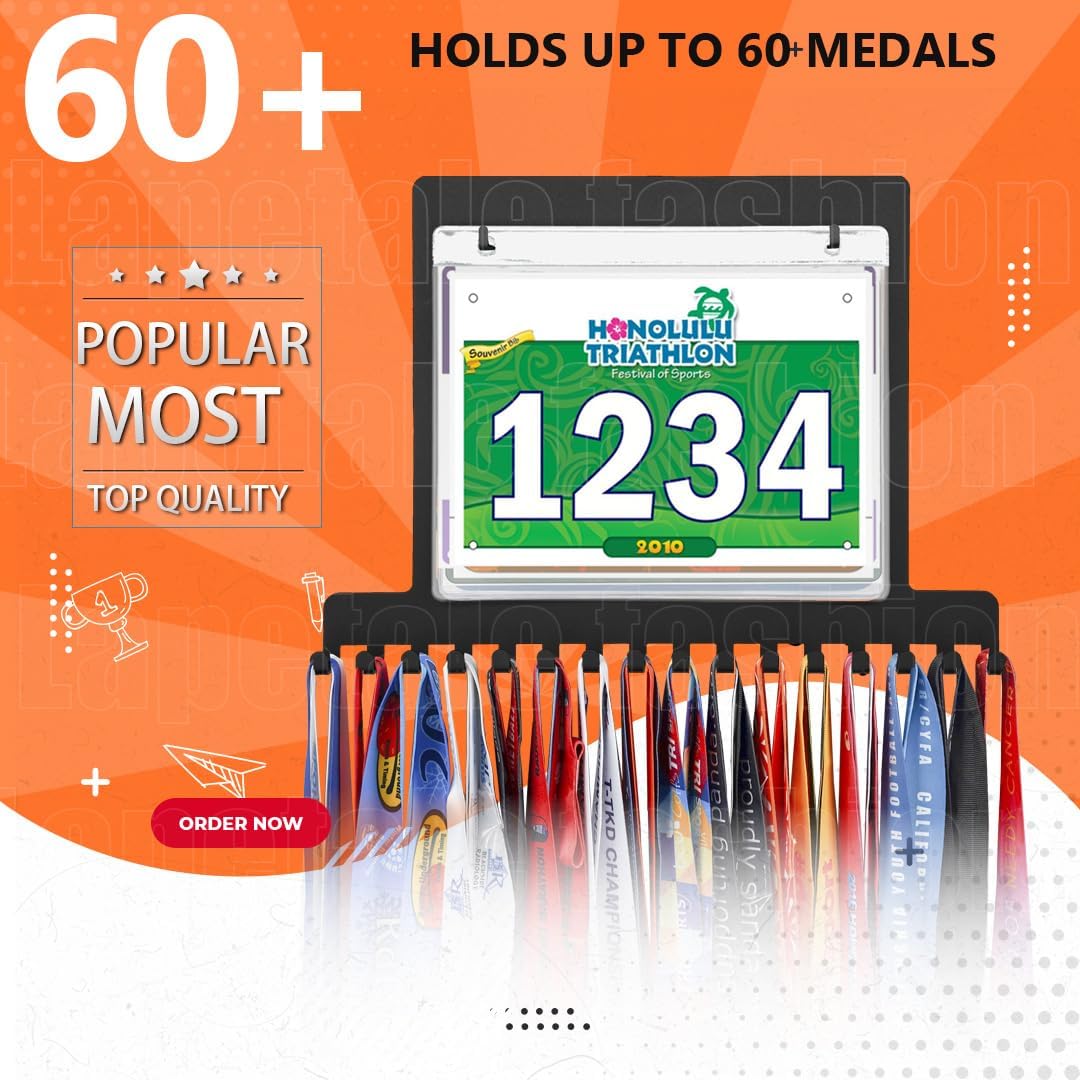 Race Medal and Bib Display,Running Bib and Medal Display and Runner Medal Hanger Display,Medal and Bib Hanger Display