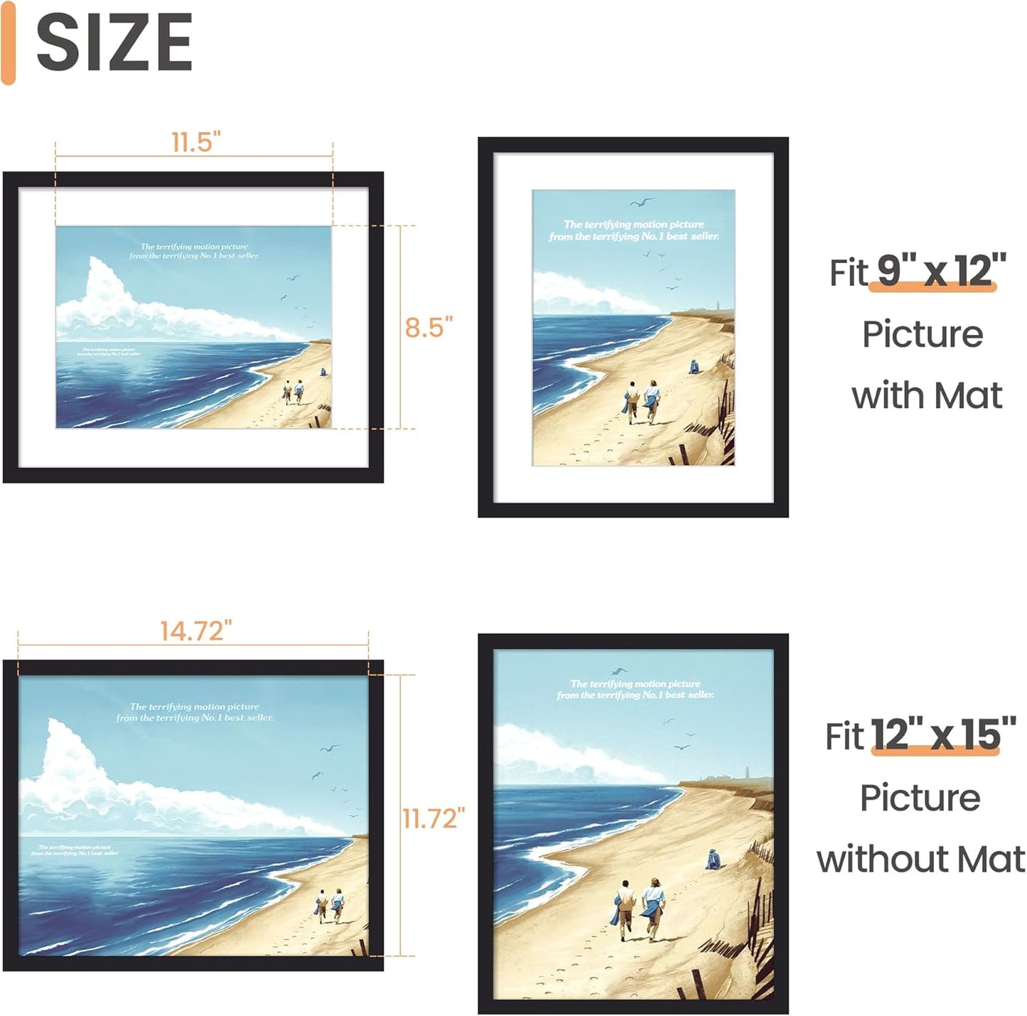 Frame / Wall Hanging Photo Frame / Black / 12 x 15