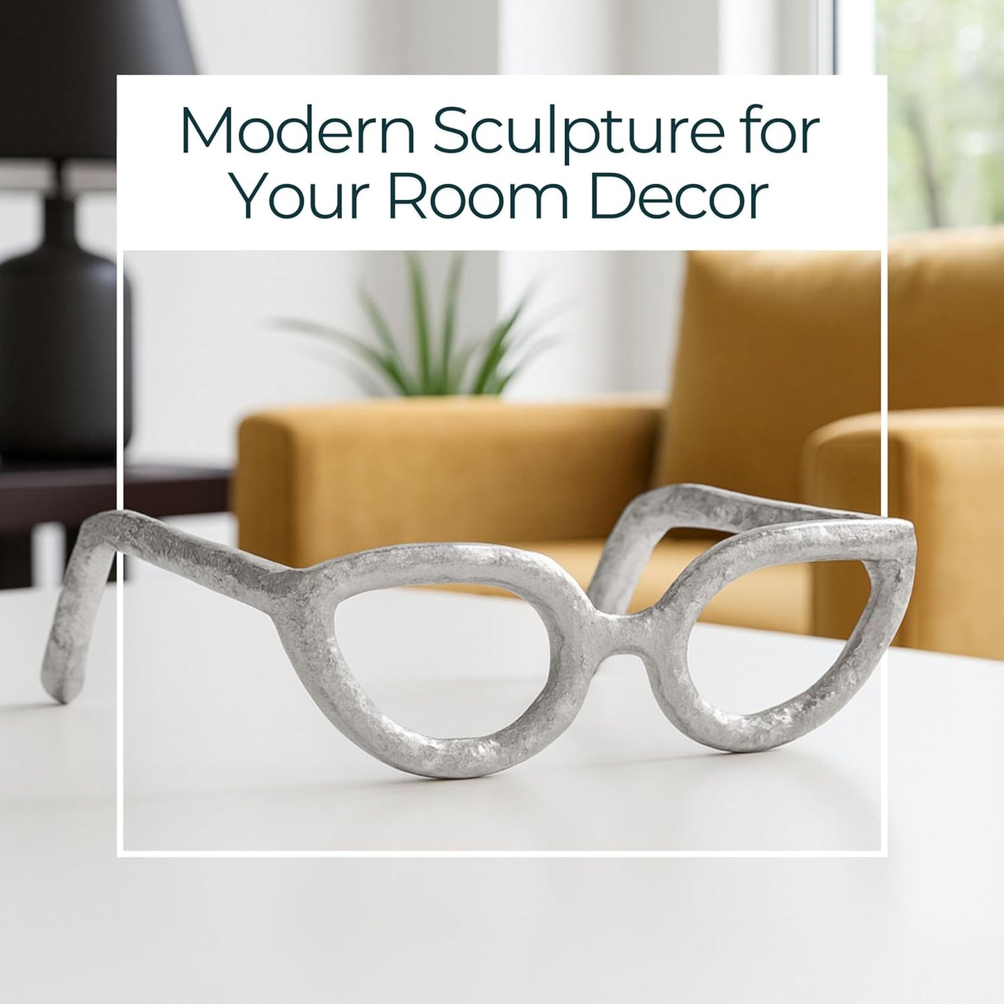 Aluminum Sculpture Modern Home Decor Ornament / Silver Cateye / 3" H
