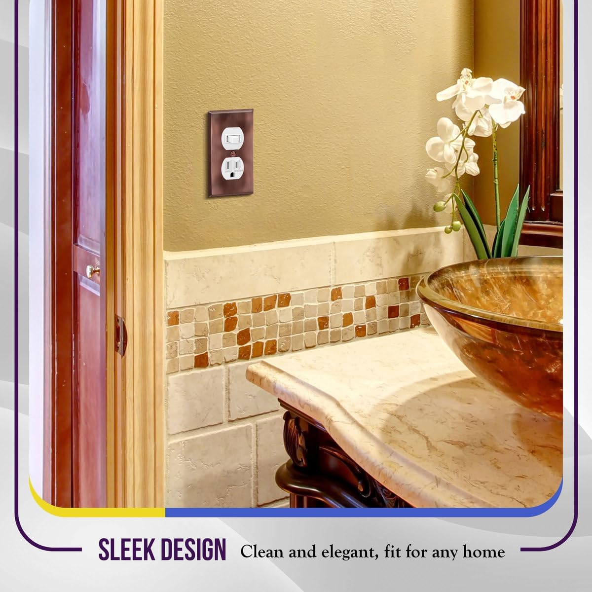 ENERLITES Duplex Receptacle Outlet Metal Wall Plate, Stainless Steel Outlet Cover, Corrosion Resistant, Standard Size
