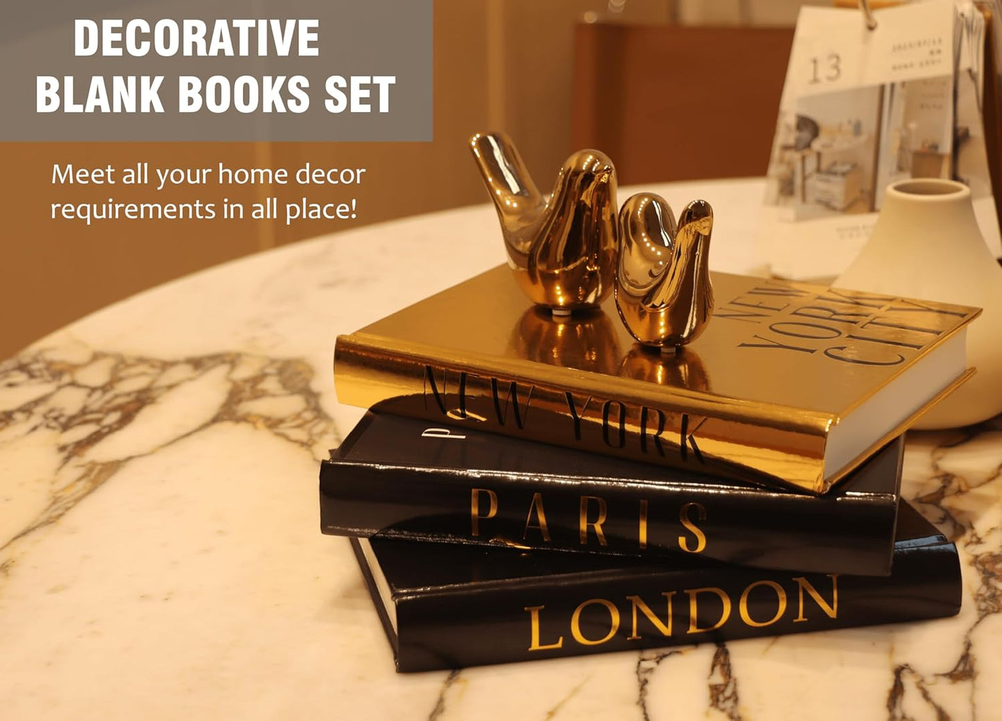 Modern Style Coffee Table Book Decor / Gold