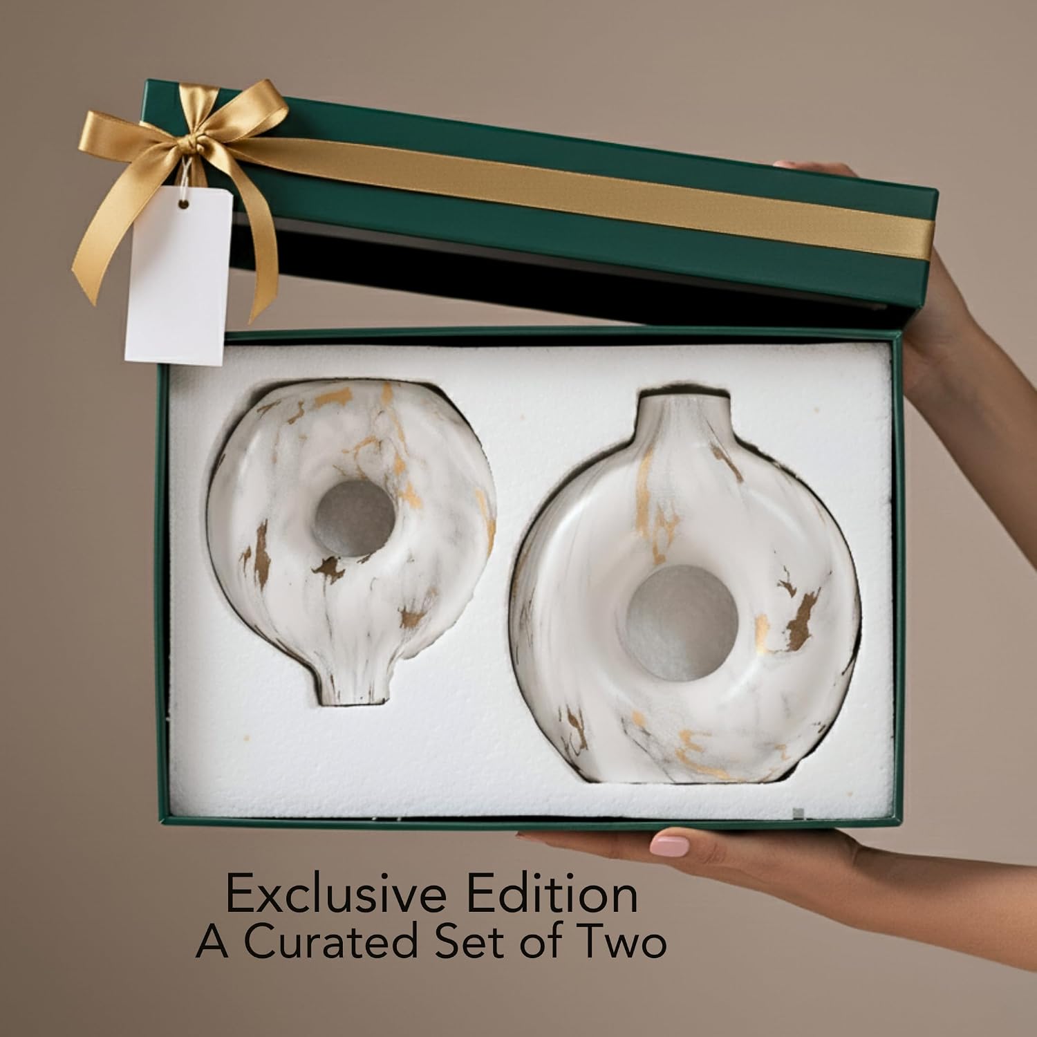 Modern Ceramic Donut Vase / White / Set of 2