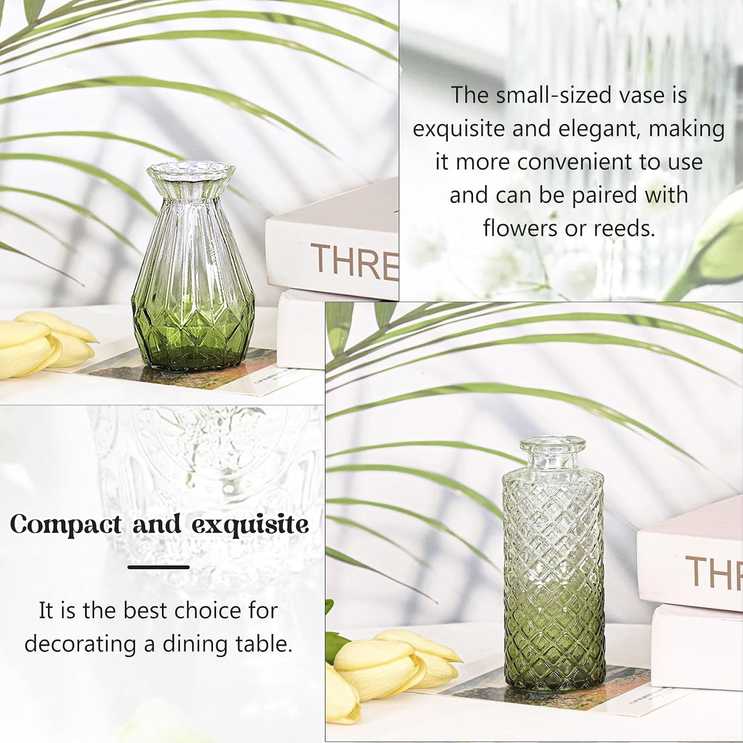 Glass Bud Vase Set / Ombre Green / Set of 12