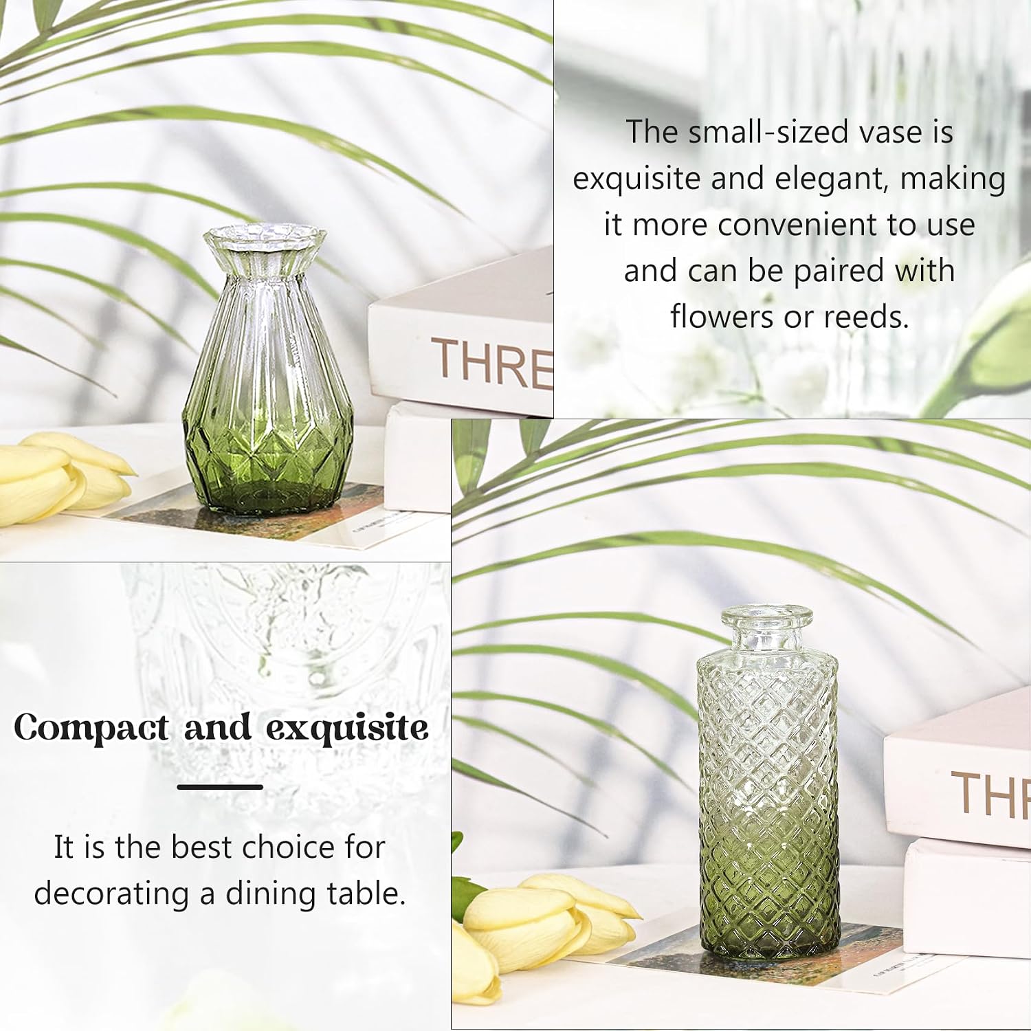 Glass Bud Vase Set / Ombre Green / Set of 12