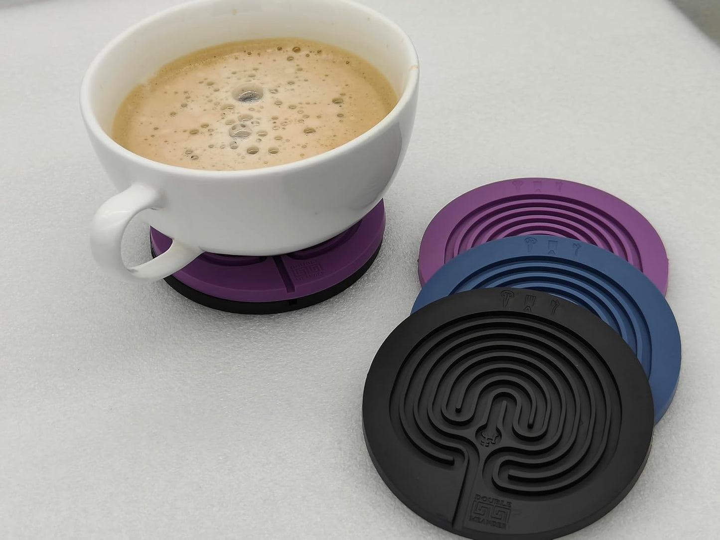 Labyrinth Silicone Coasters / Black / Set of 8