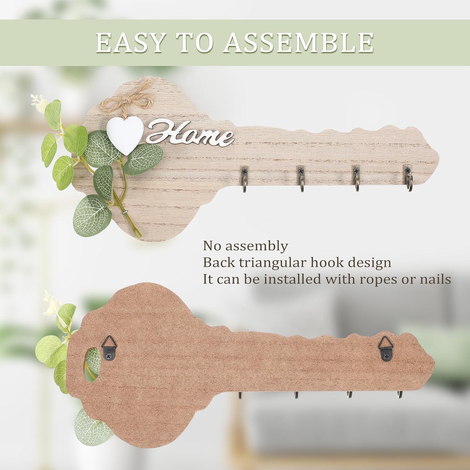 Rustic Wooden Home Key Holder Wall Decor
