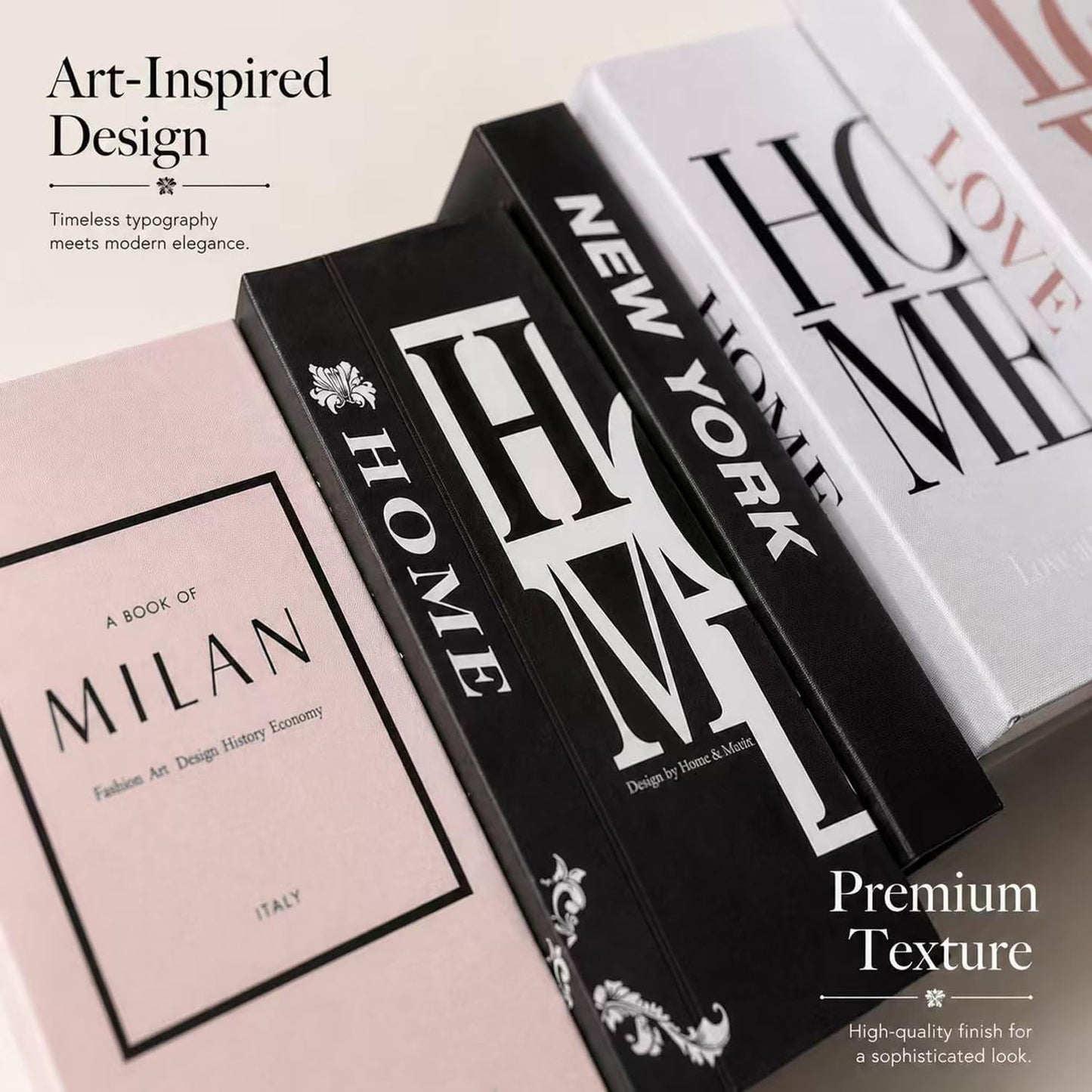 Decorative Faux Books for Decoration / Black and White / 7 PACKS / Set of 7