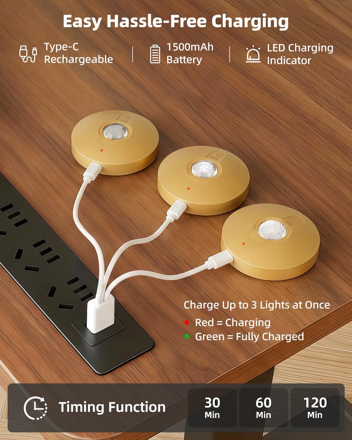 RGB Rechargeable Puck Lights with Remote Control, 1500mAh Battery Operated Tap Lights, Dimmer & Timer Under Cabinet