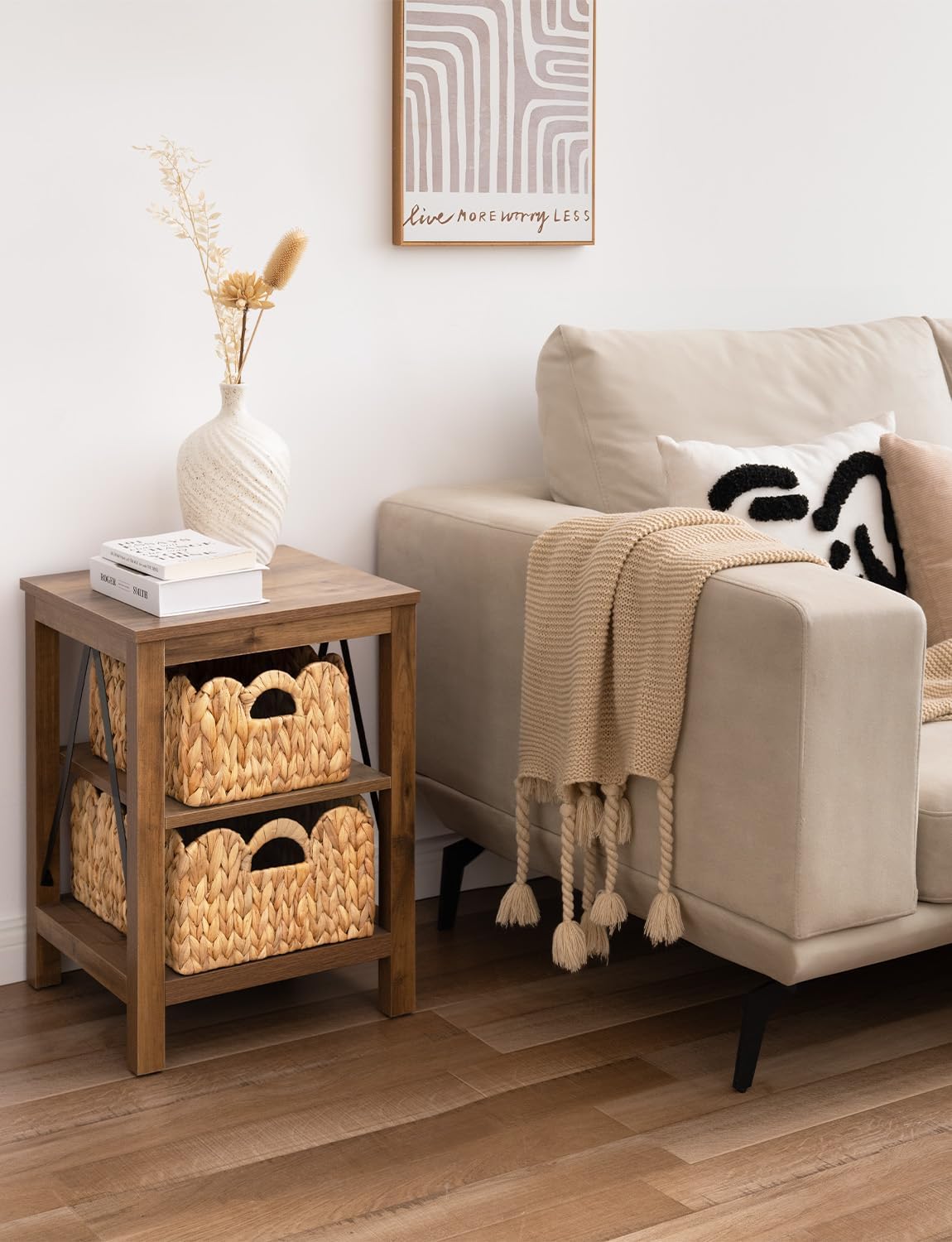 Hand-woven Rattan Baskets / Natural / 15" L x 11" W x 7" H