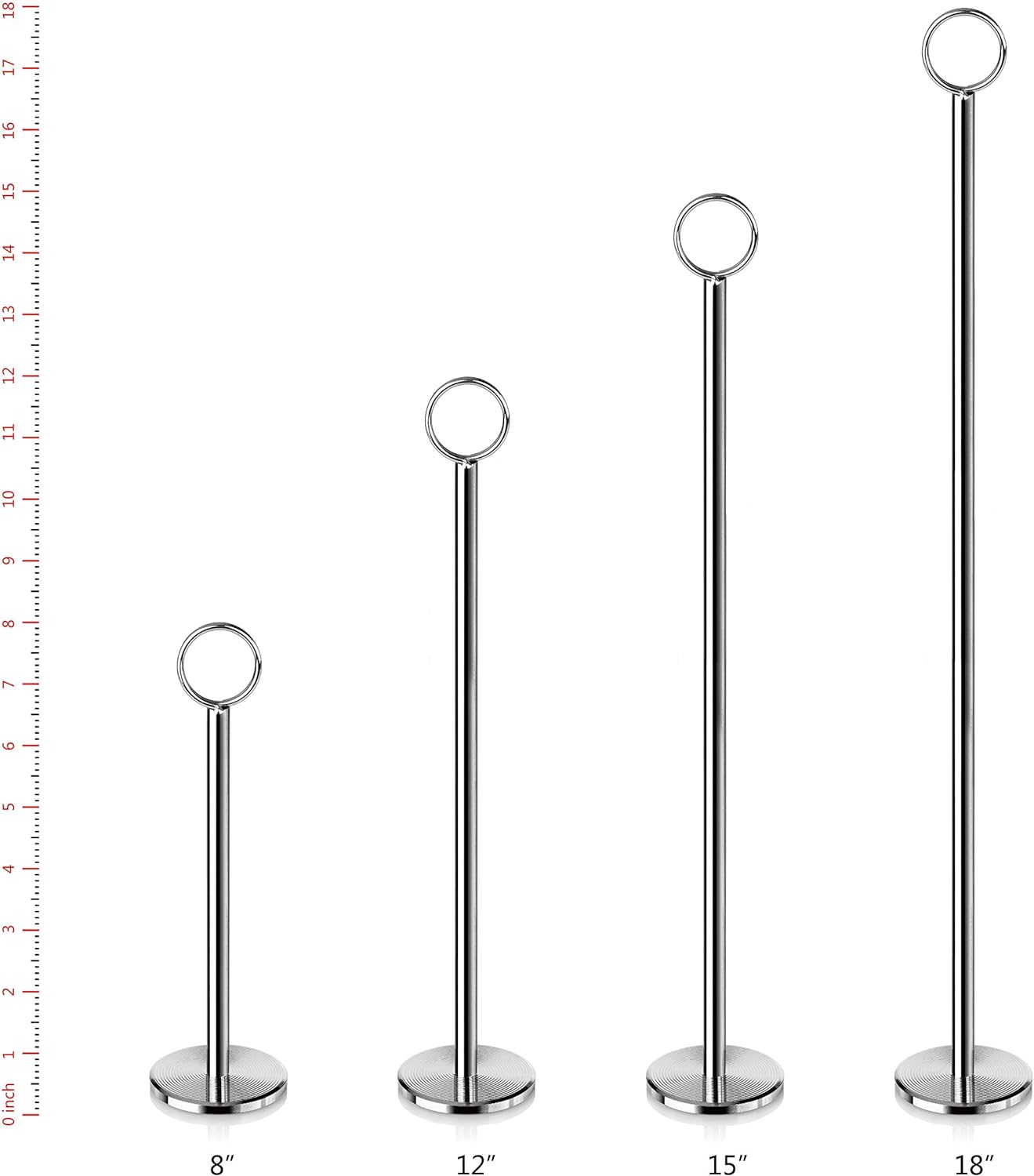 New Star Foodservice 23244 Steel Ring-Clip Table Number Holder/Number Stand/Place Card Holder, Set of 12, 12-Inch