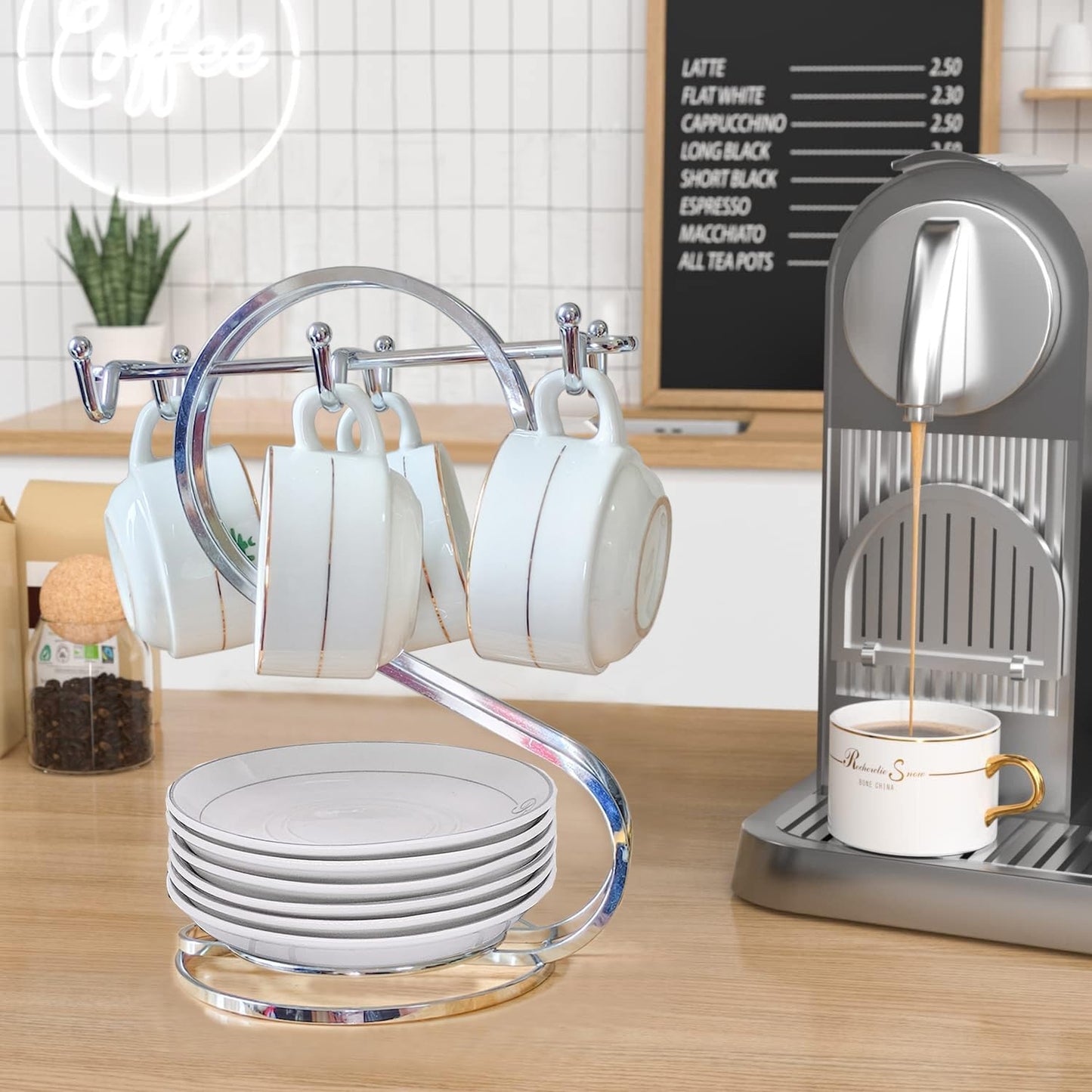 Coffee Mug Holder Metal,Mug TeaCups Holders Countertop,Coffee Mug Tea Cup Stand Storage Rack Tabletop Counter 6