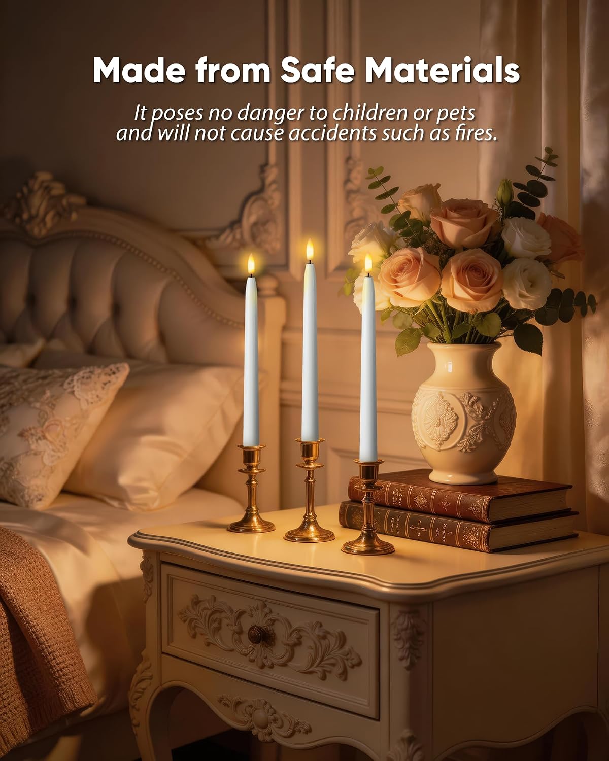 Homemory 11 inches Waxy Flameless Taper Candles with Remote Timer Dimmer, 12 Pcs Battery Operated Taper Candles with