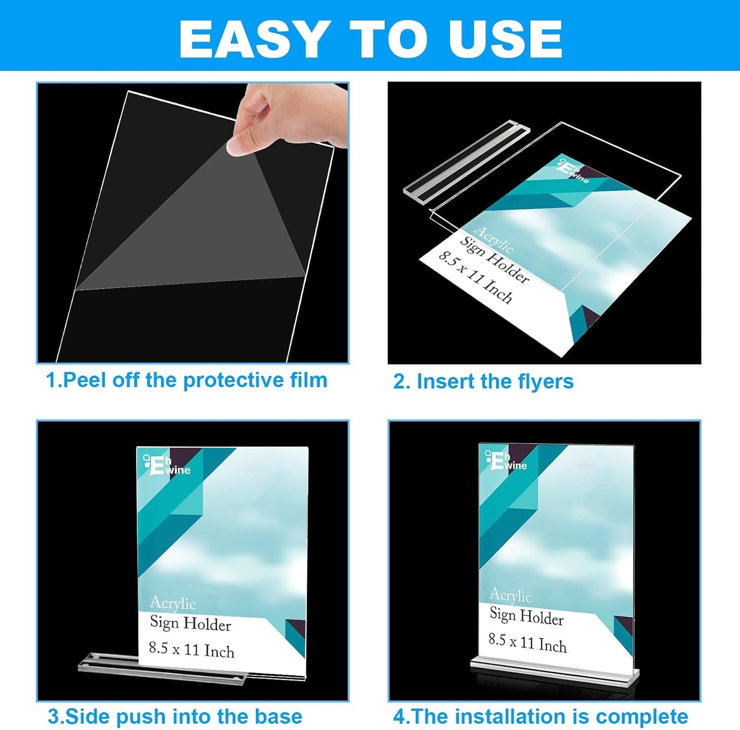 Acrylic Sign Holder / 8.5 x 11 / Clear / Set of 10