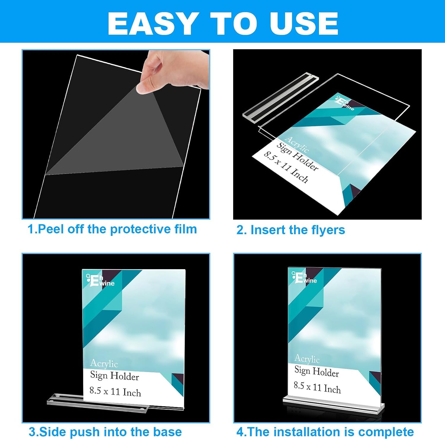Acrylic Sign Holder / 8.5 x 11 / Clear / Set of 10
