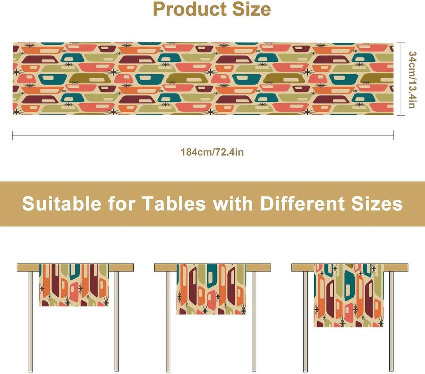 Mid Century Table Runner Treatments Geometric Minimalist Abstract Patterns Printed Linen Table Runner for Home Kitchen