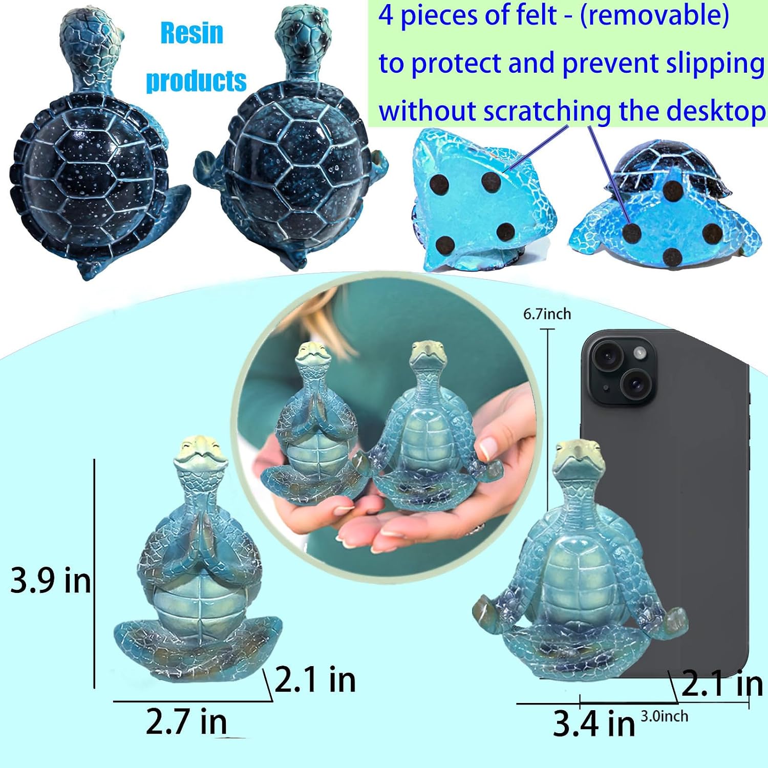 Yoga Sea Turtle Figurines / Blue / Set of 2
