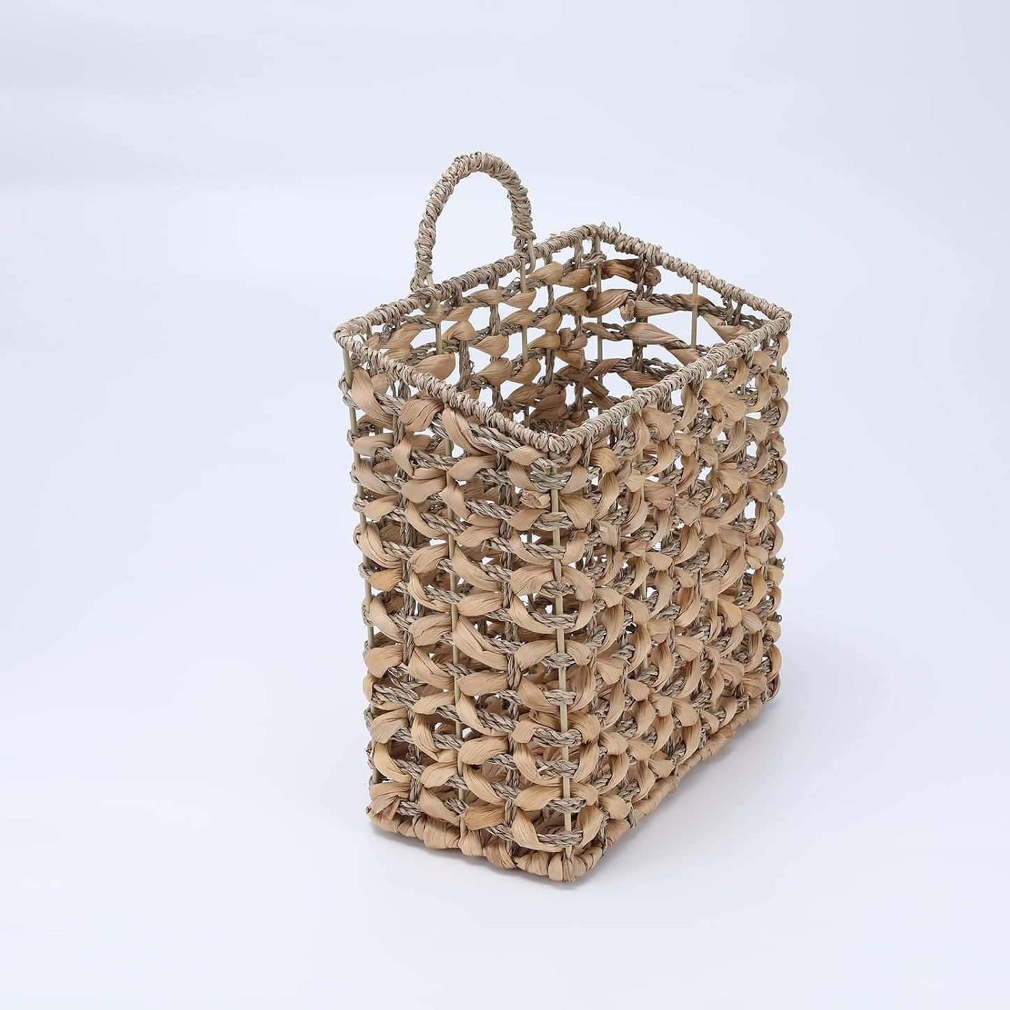 Magazine Holder Metal Frame Woven Wall Basket Hanging Magazine Storage Mail Organizer Rack