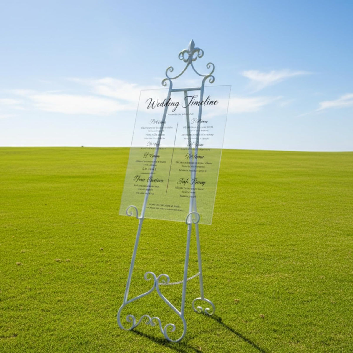 60” H White Easel Stand for Sign Metal Adjustable | Large Display Standing Heavy Duty for Displaying Pictures Wedding