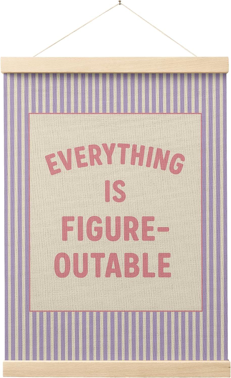 FGFK Everything Is Figureoutable Positive Affirmations Wall Art Poster Hanger Frame, Preppy Pink and Purple