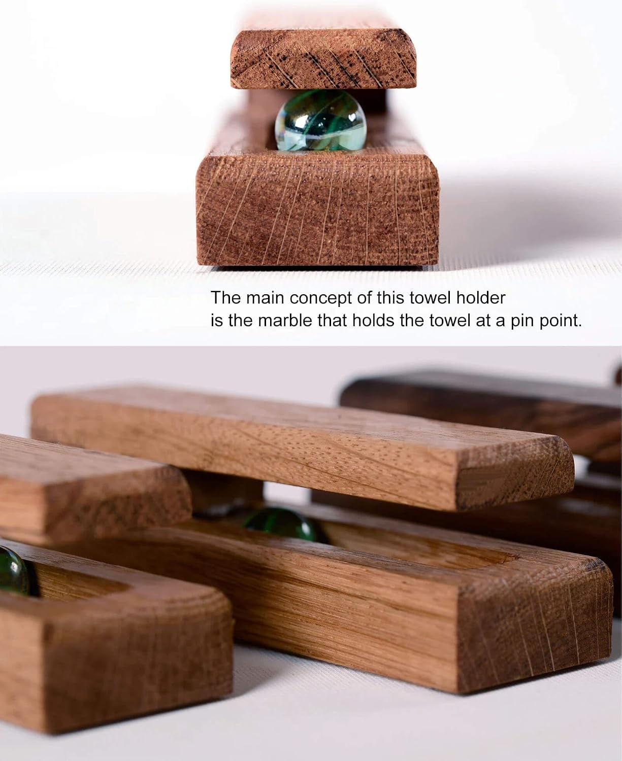 Wood Towel Hooks -Set of 2 Self Adhesive Vintage Towel Holder Wooden Wall Mounted Towel Racks for Bathroom and Kitchen