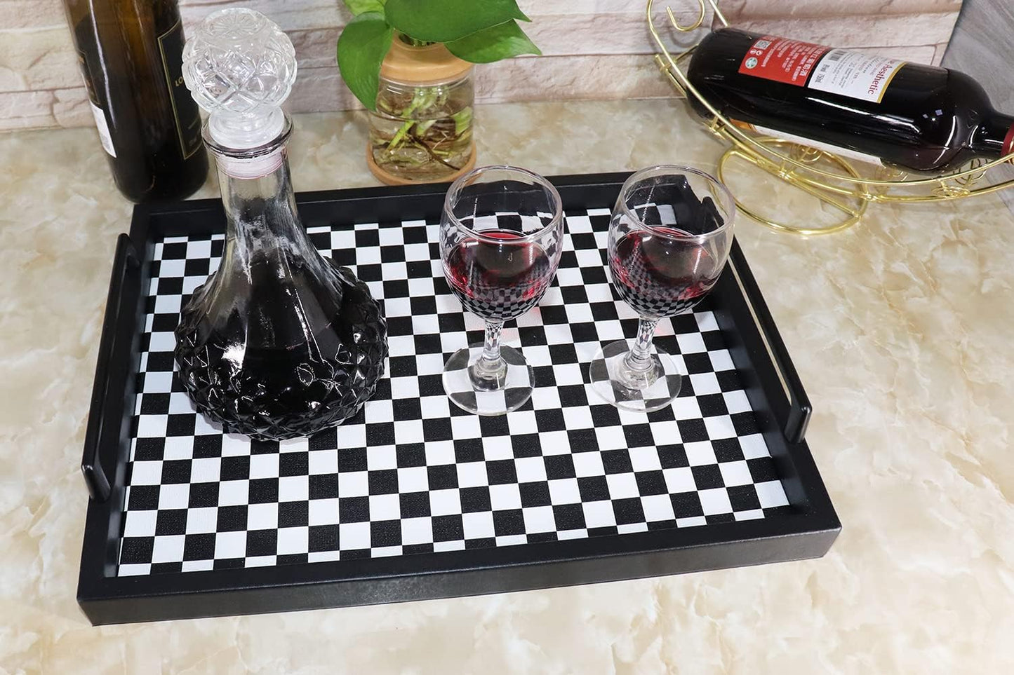 Food Service Tray / Black/white Checkerboard / 16.5 x 12.6