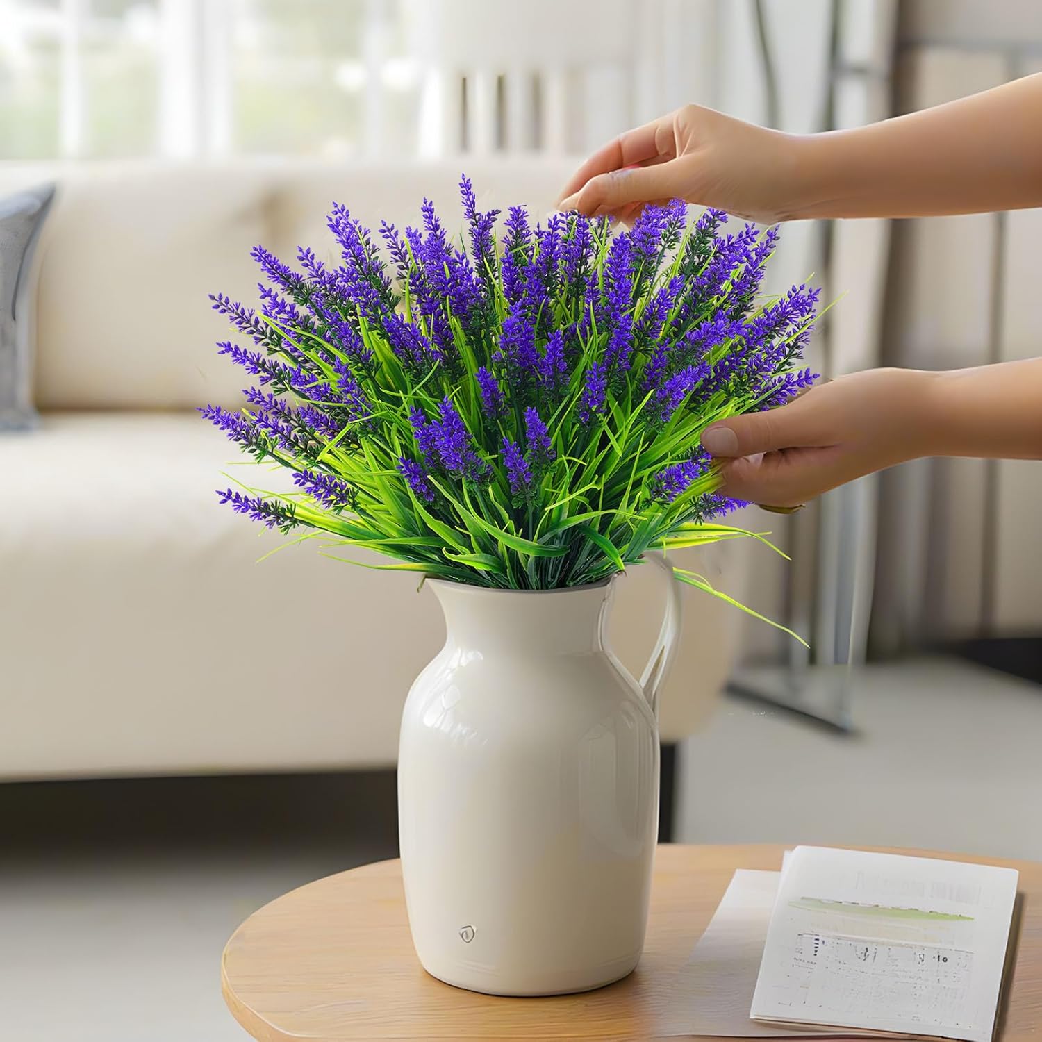 Artificial Outdoor Flowers UV Resistant Lavender Fake Greenery Plants Grass / Purple / Set of 22