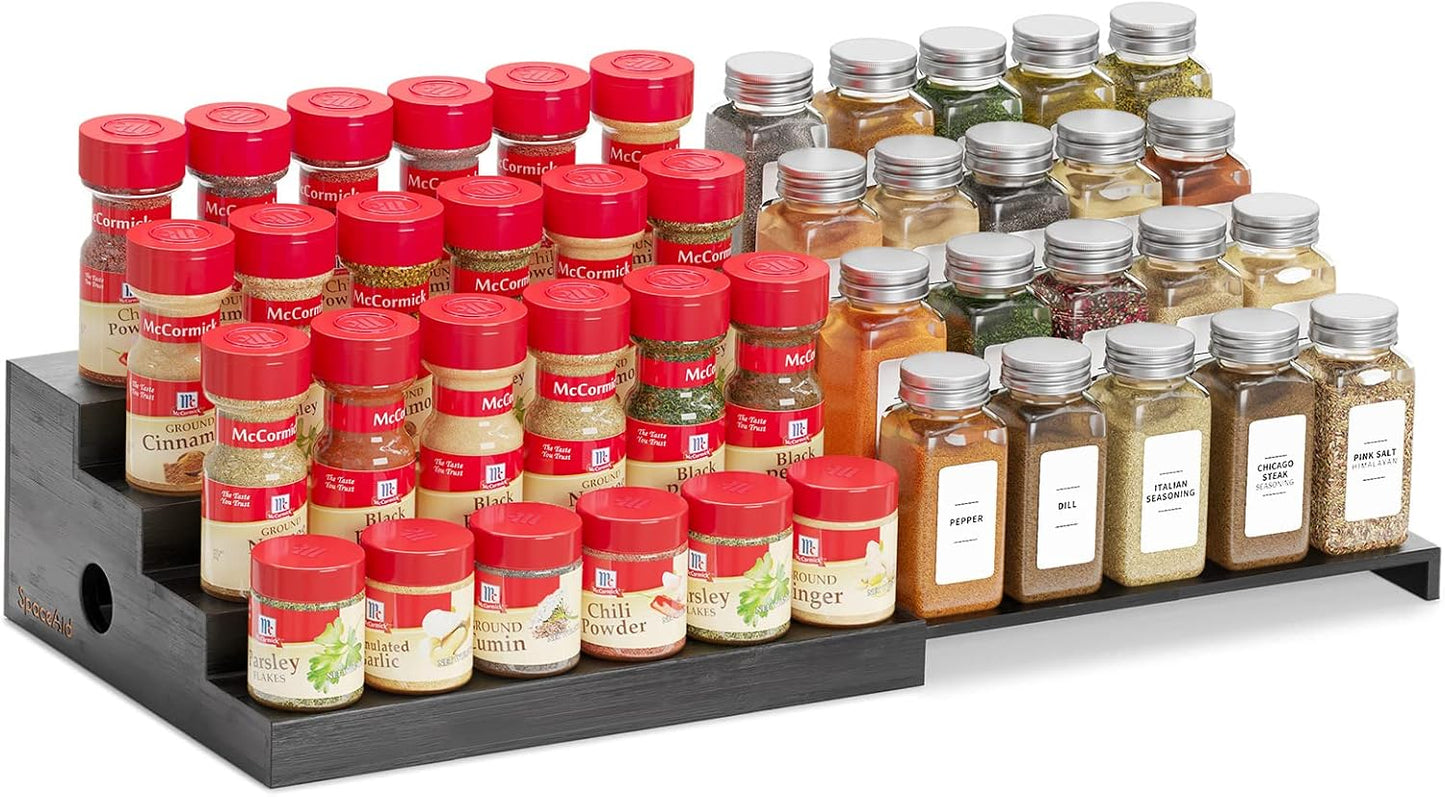 SpaceAid Bamboo Spice Rack Organizer for Cabinet, Kitchen Pantry Spices Storage Rack for Cabinets Organization, Home