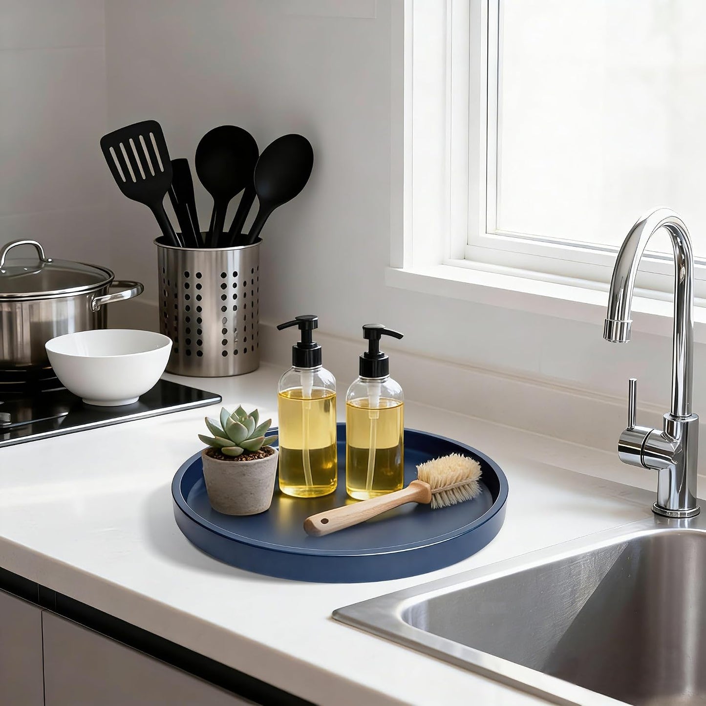 Candles / 10" Bathroom and Vanity Tray / Blue / Set of 10