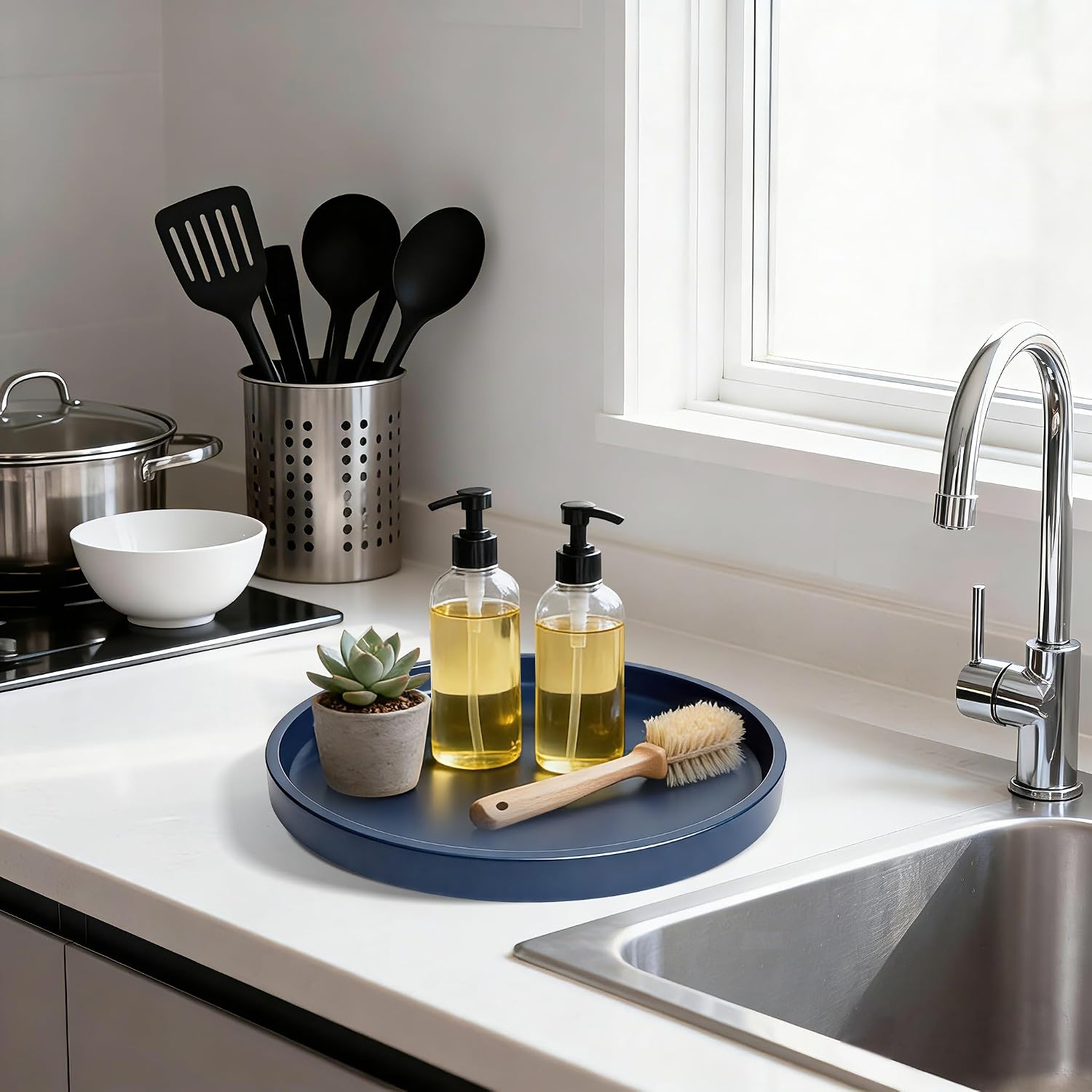 Candles / 10" Bathroom and Vanity Tray / Blue / Set of 10