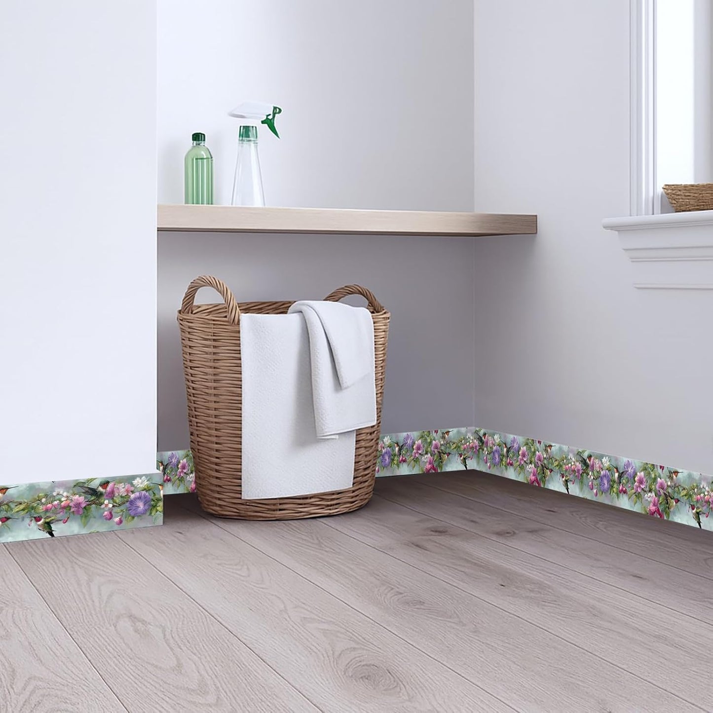 Morning Glory Wallpaper Border Removable Wall Border Peel and Stick / Pink Purple Flower / 196 x 4