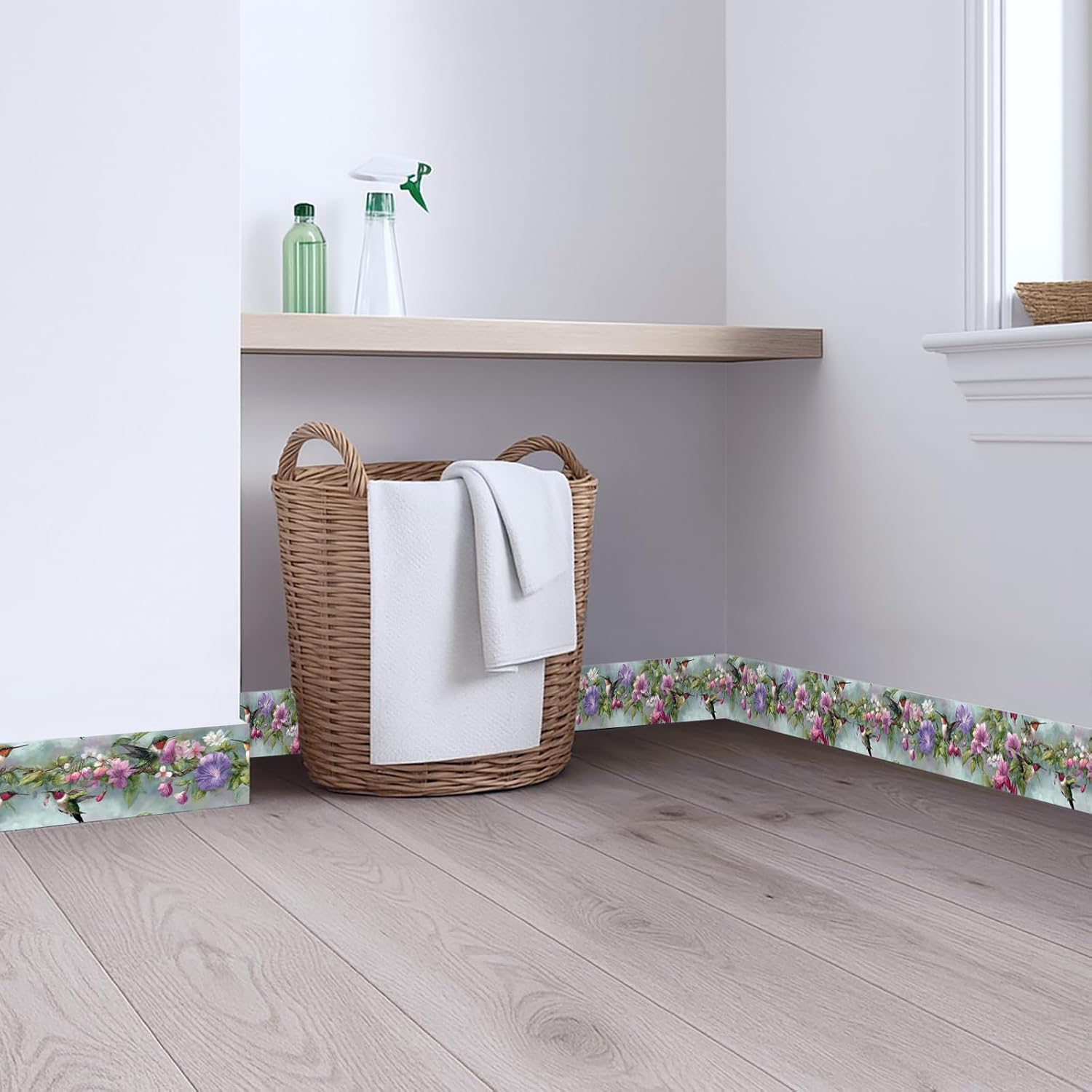 Morning Glory Wallpaper Border Removable Wall Border Peel and Stick / Pink Purple Flower / 196 x 4