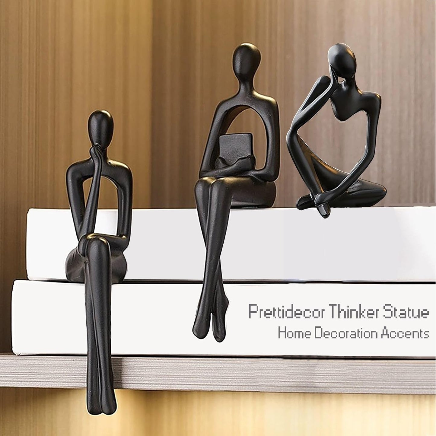 Gold Home Decor Thinker Statue Accents / Black / Large / Set of 3
