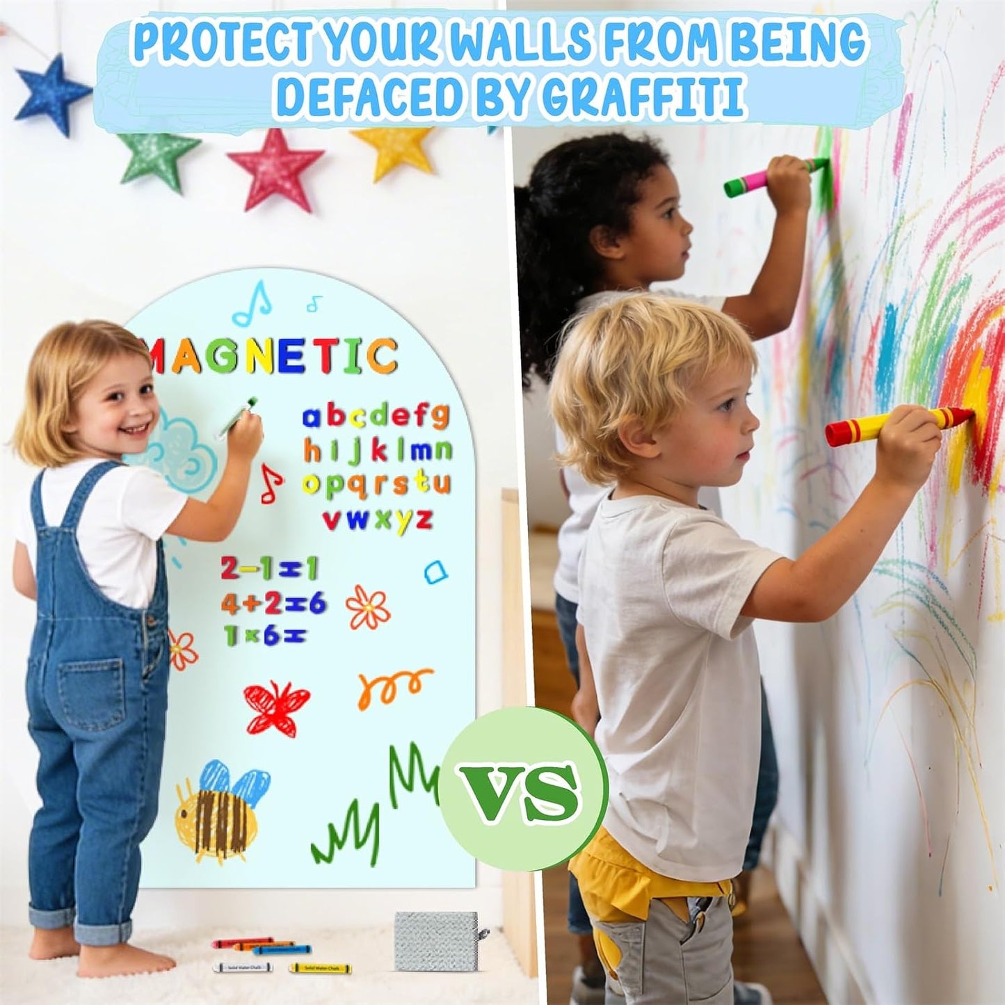 Arch Magnetic Wall Decal Magnet Chalk Board for Kids Peel and Stick Self Adhesive Magnetic / Blue