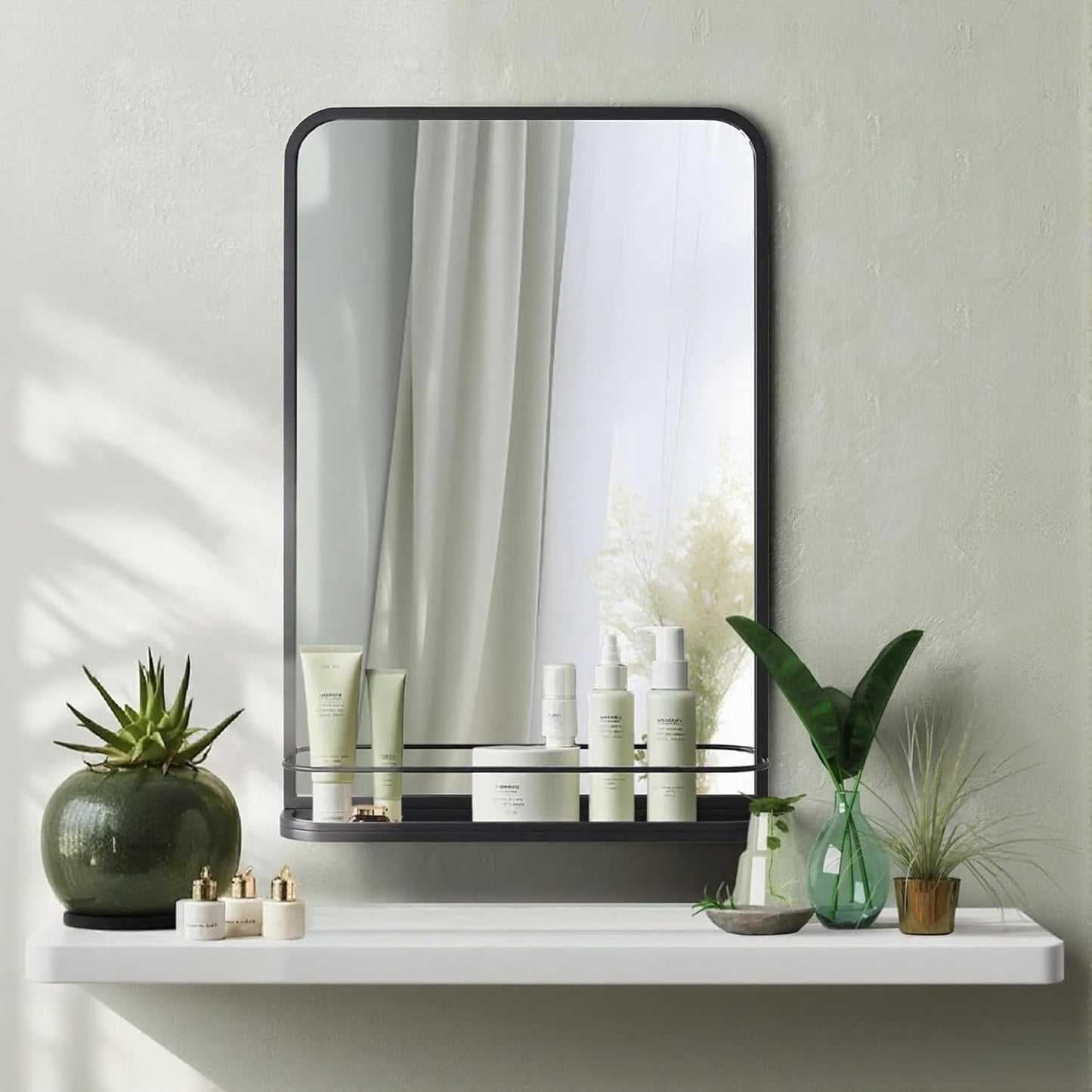 Wall-Mounted Rectangle Metal Mirror / Black / 15.7"L x 23.6"W / 15.7 x 23.6