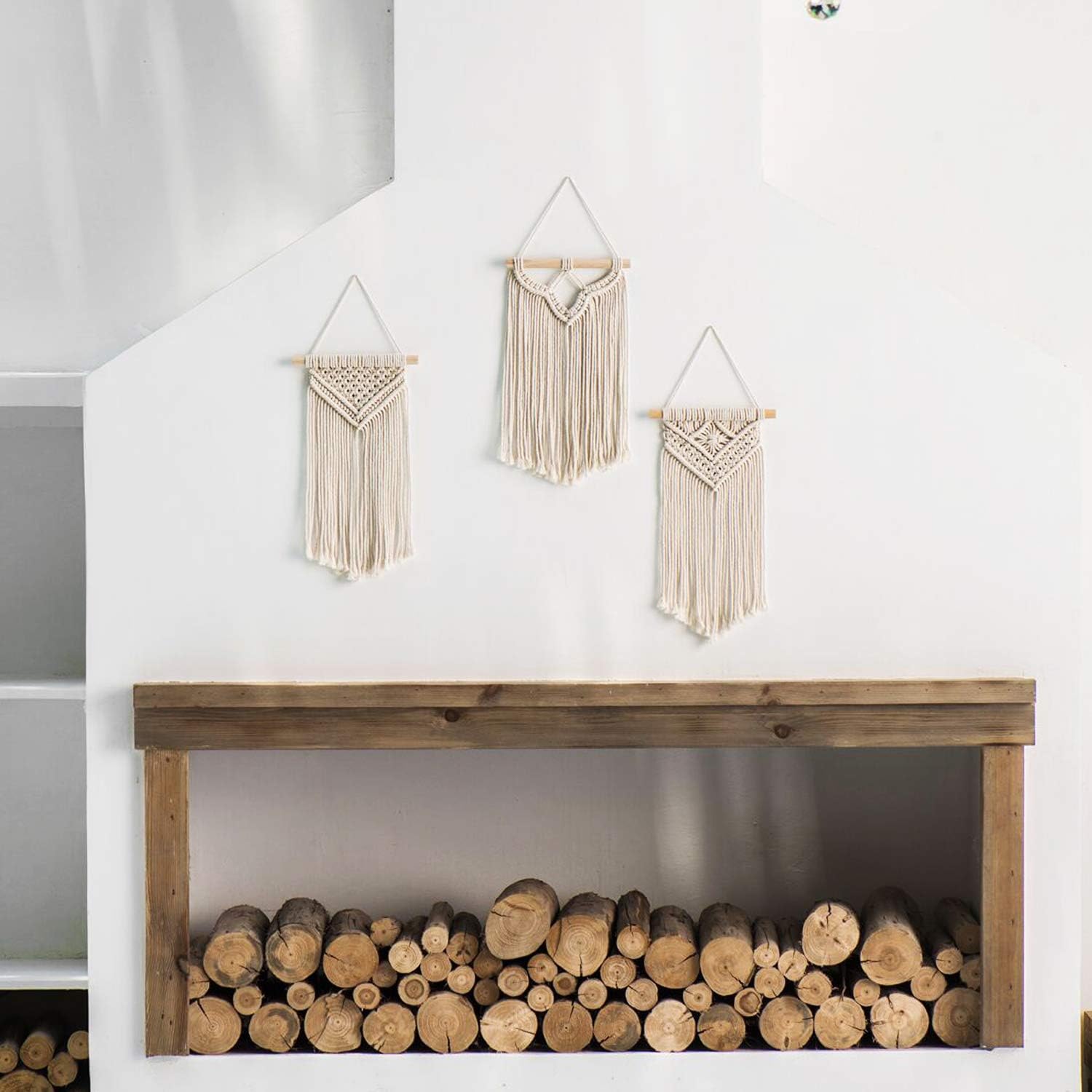 Small Macrame Wall Hanging Boho Art Woven Wall Decor Home Chic Decoration / Set of 3