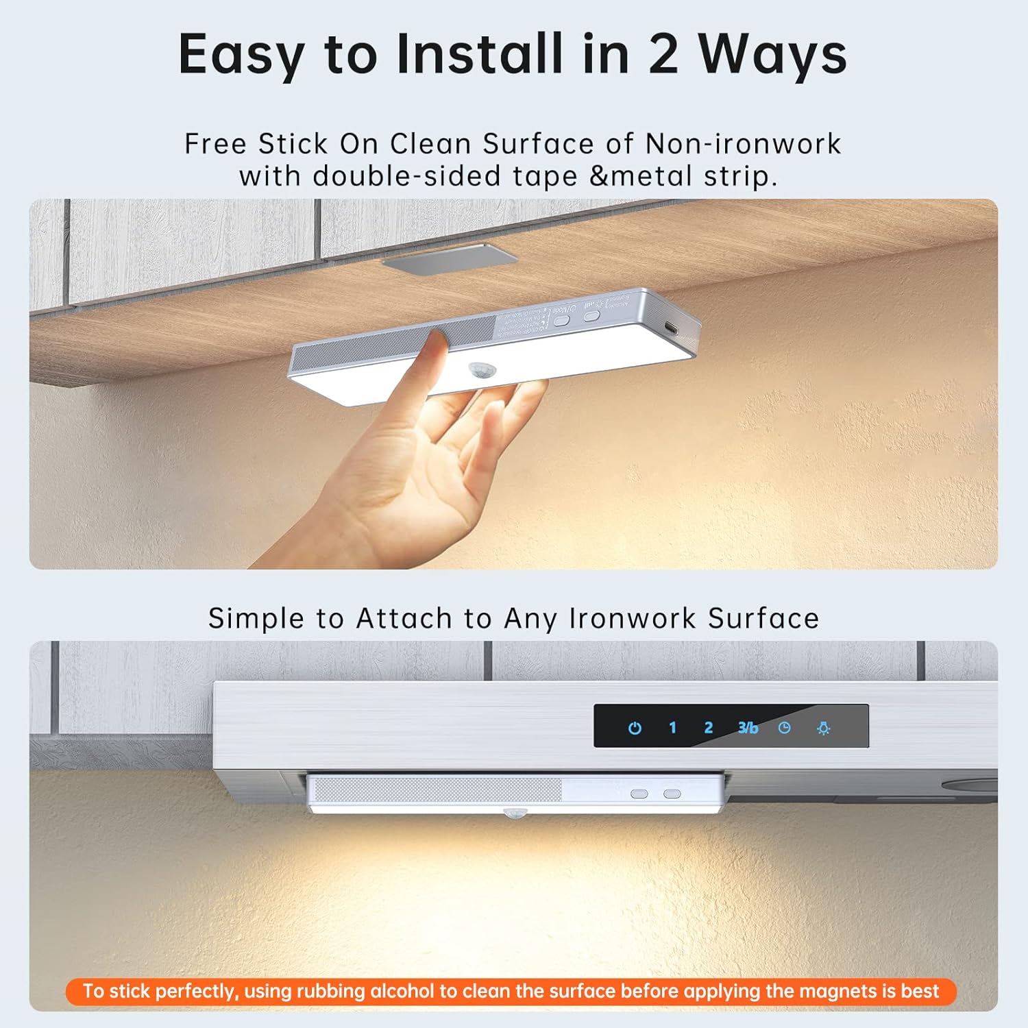 LED Closet Light, 6 Pcs 30LEDs Dimmer Rechargeable Motion Sensor Under Cabinet Lighting, Stick-Anywhere Night Safe
