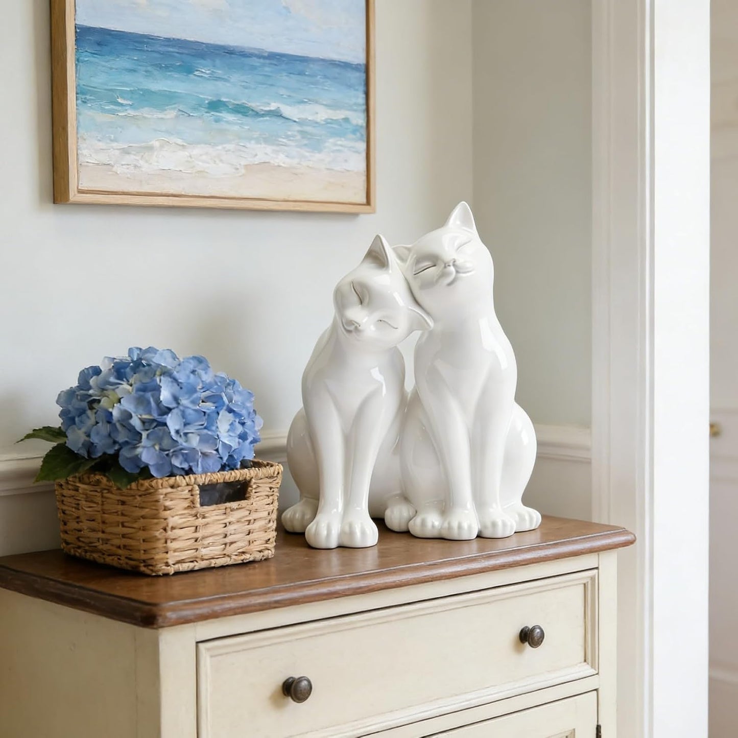 Cat Statues Home Decor Cat-Figurines / Couple Cat / 8.5 x 8 x 10.5