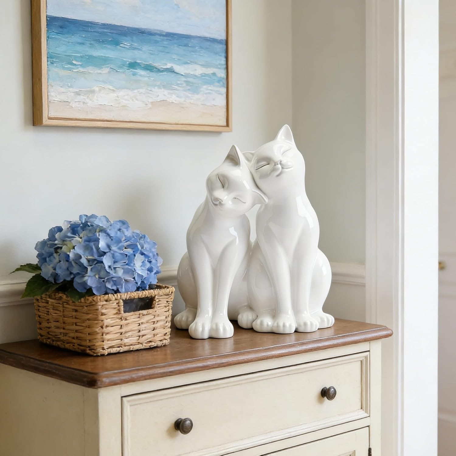 Cat Statues Home Decor Cat-Figurines / Couple Cat / 8.5 x 8 x 10.5