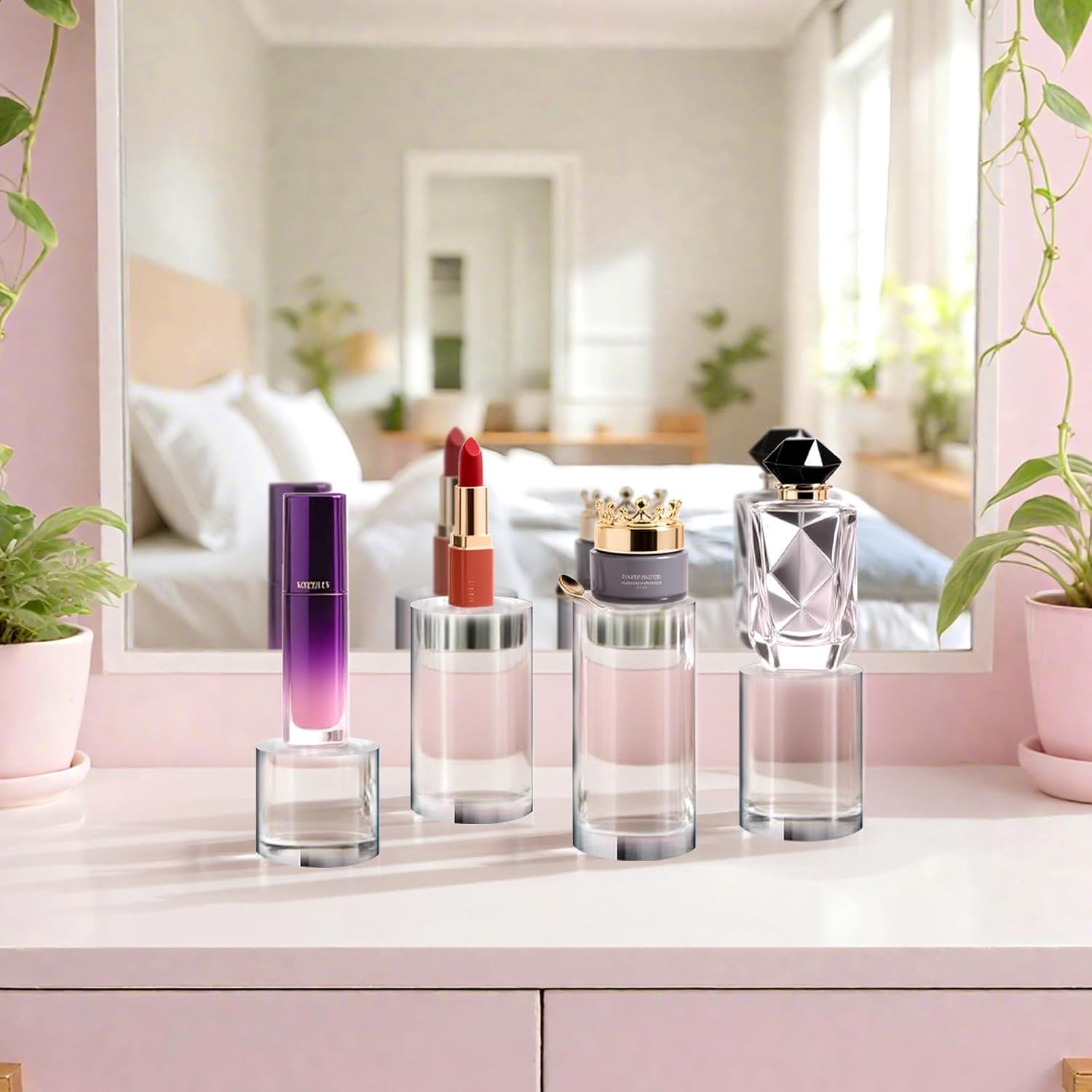 Acrylic Cylinder Risers Display Stand / Clear / Set of 4