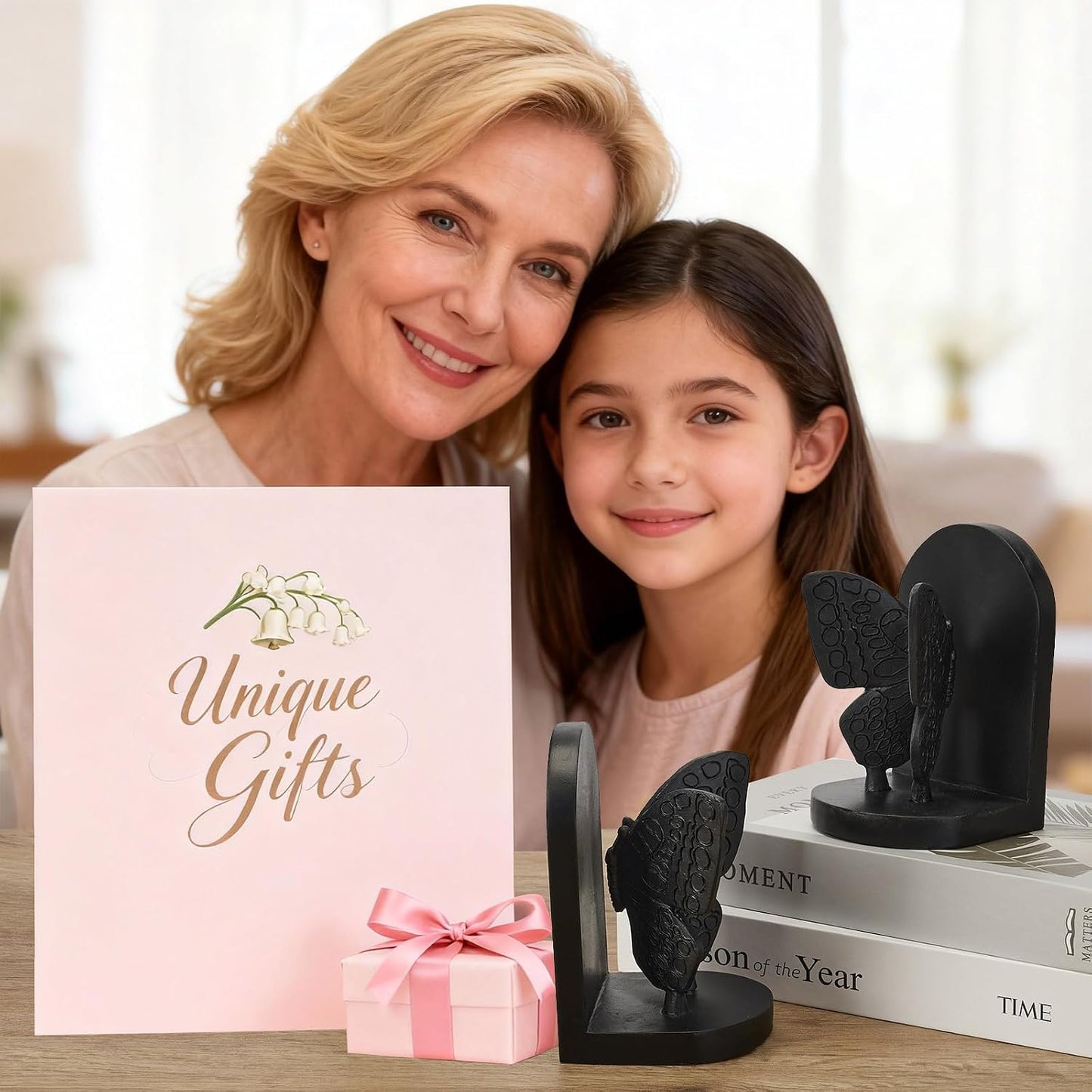 Resin Book Ends / Butterfly Bookends Black
