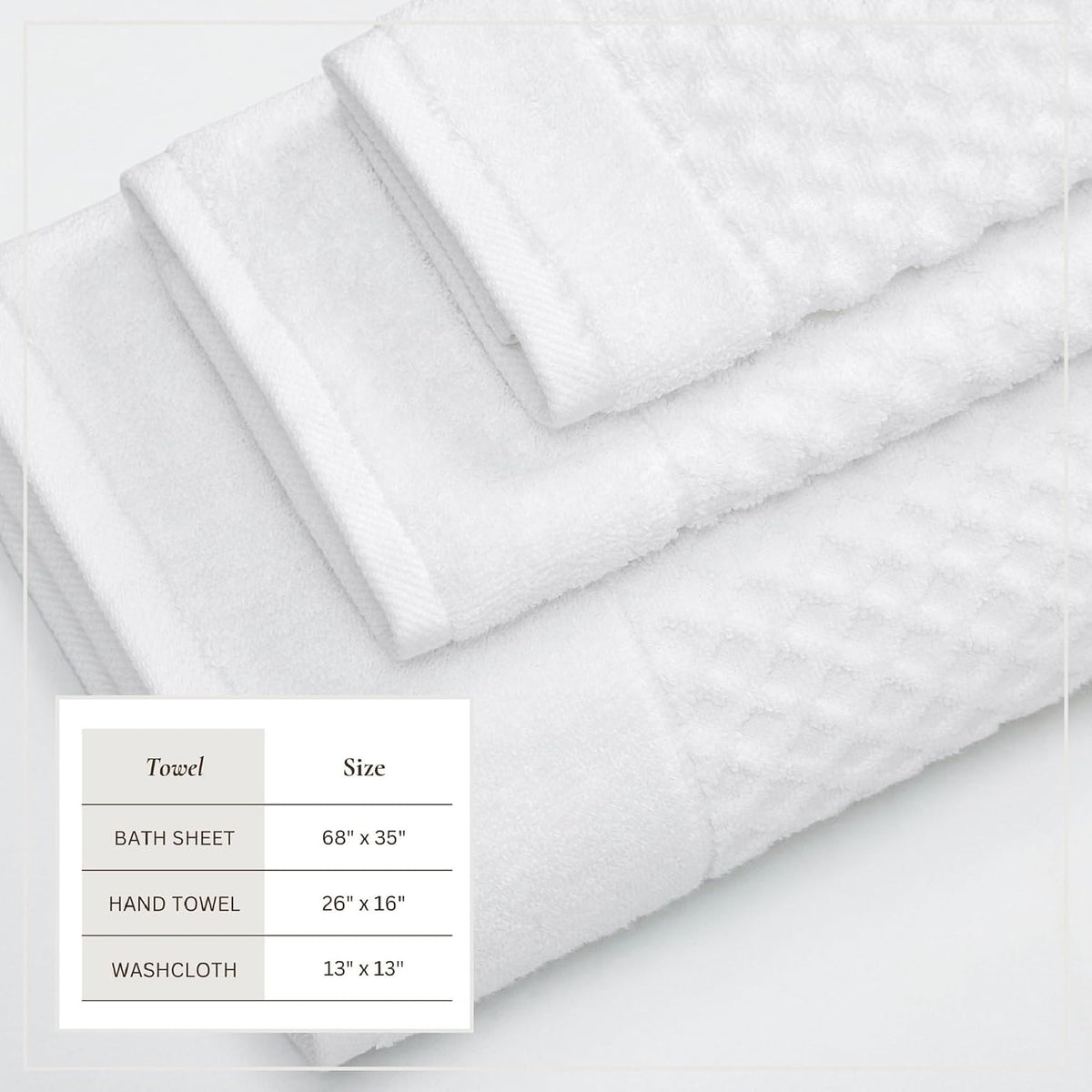 Great Bay Home Bath Towels - 100% Cotton 6 Piece Bath Sheet Set - Diamond Waffle Weave - Absorbent, Durable, Quick-Dry