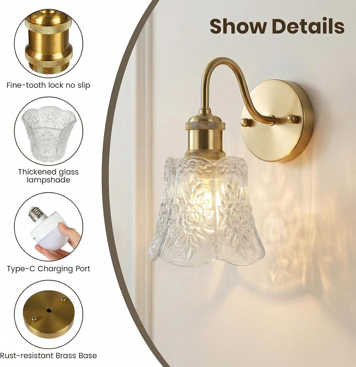 YUNICE Rechargeable Wall Sconces Set of 1 Battery Operated Wall Sconce with Remote Control Dimmable Cordless Wall Lamp