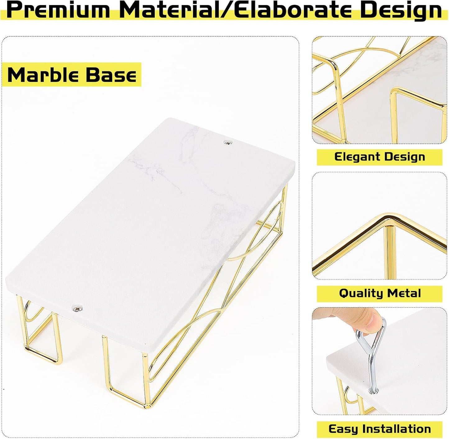 Modern Metal Napkin Stand / Gold / 3.2 Inches