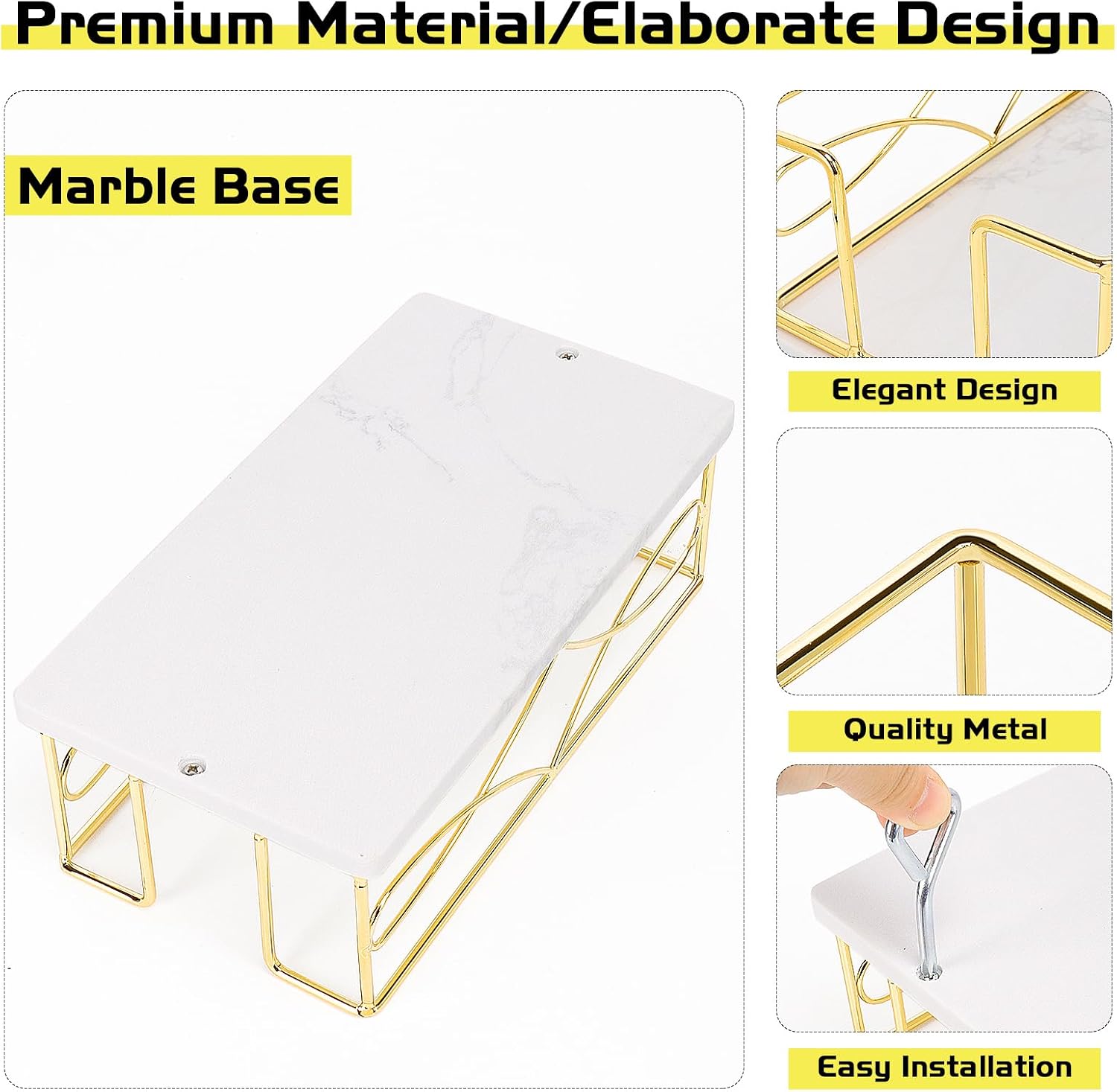 Modern Metal Napkin Stand / Gold / 3.2 Inches