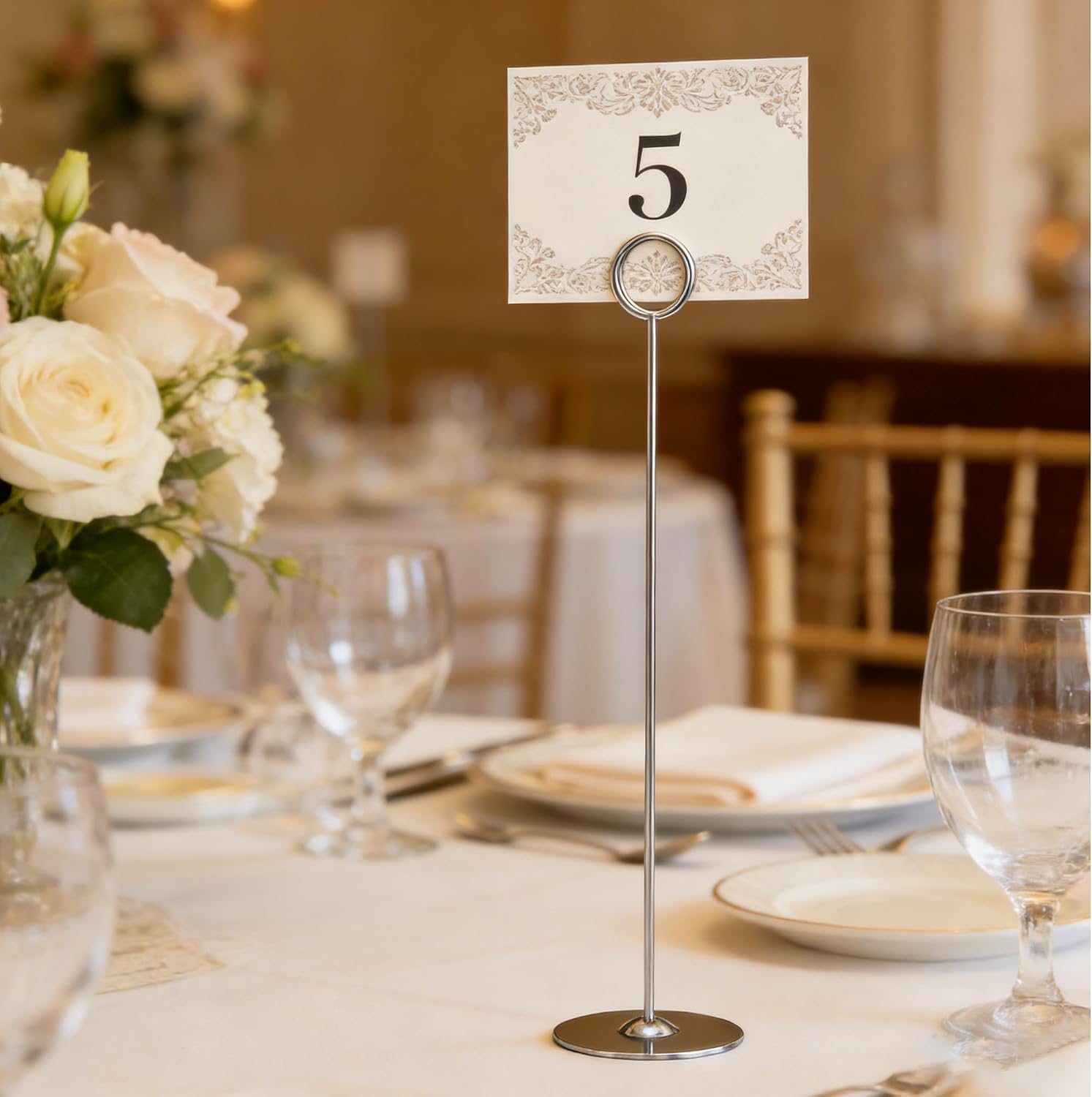 ERYTLLY 16PK Place Card Holders 12 Inch Table Number Holders Table Card Holders Steel Card Holders for
